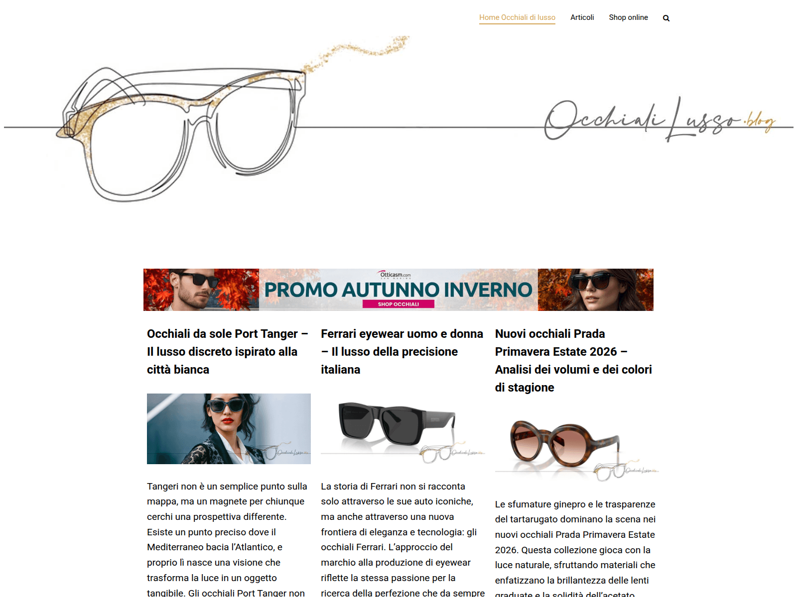 Screenshot of occhialilusso.blog