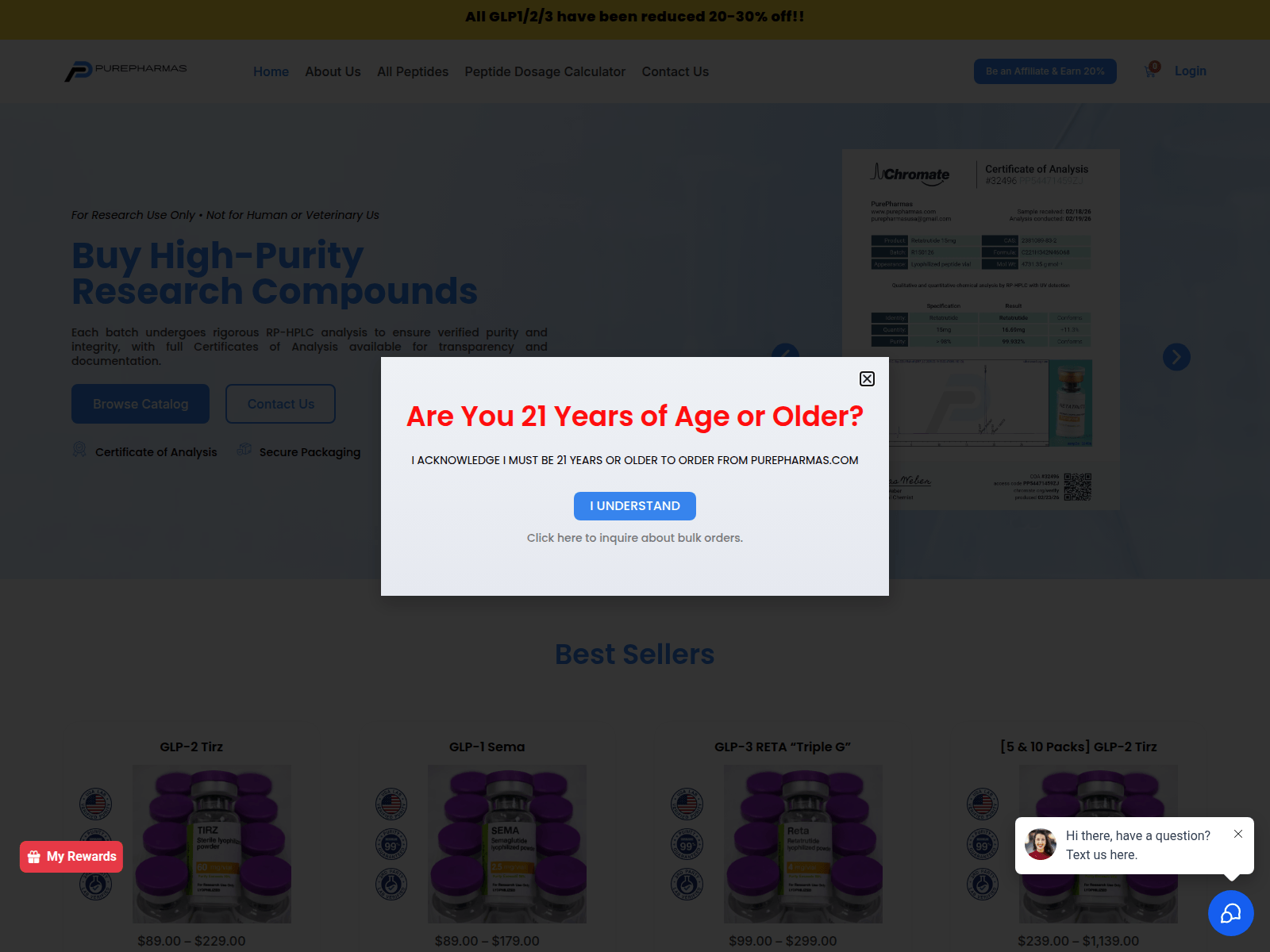 Screenshot of purepharmas.com