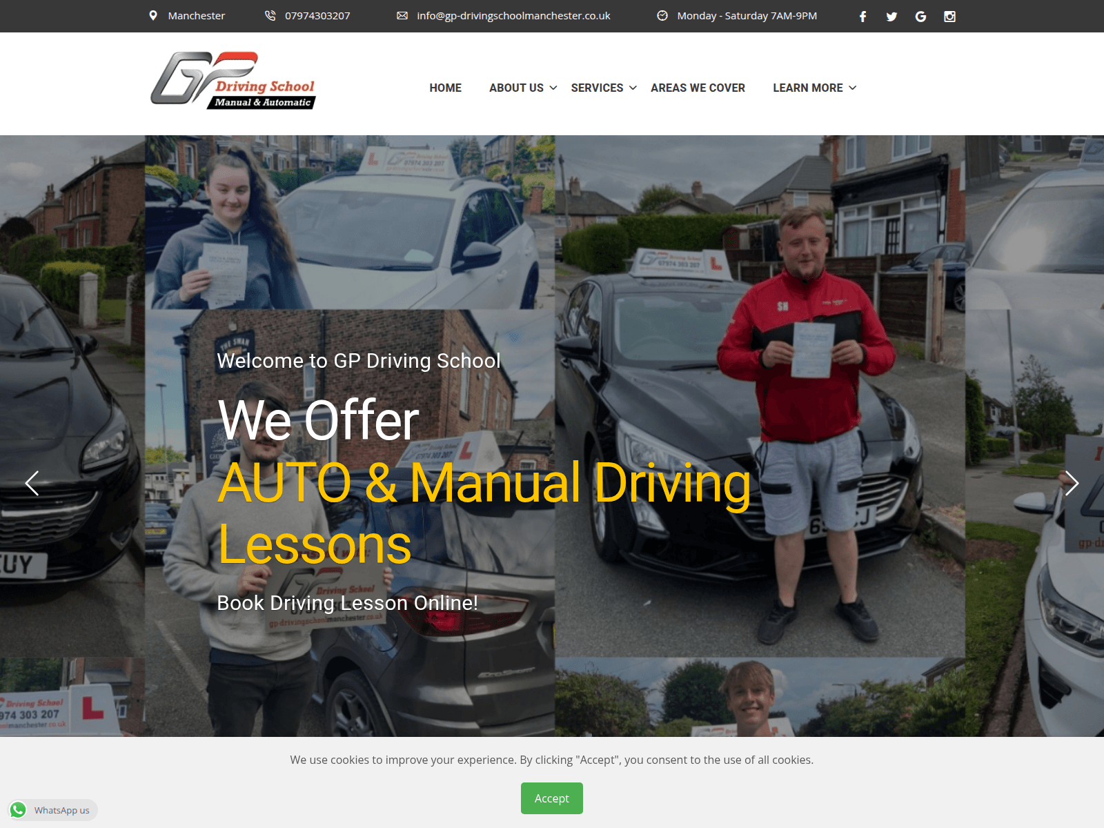 Screenshot of gp-drivingschoolmanchester.co.uk