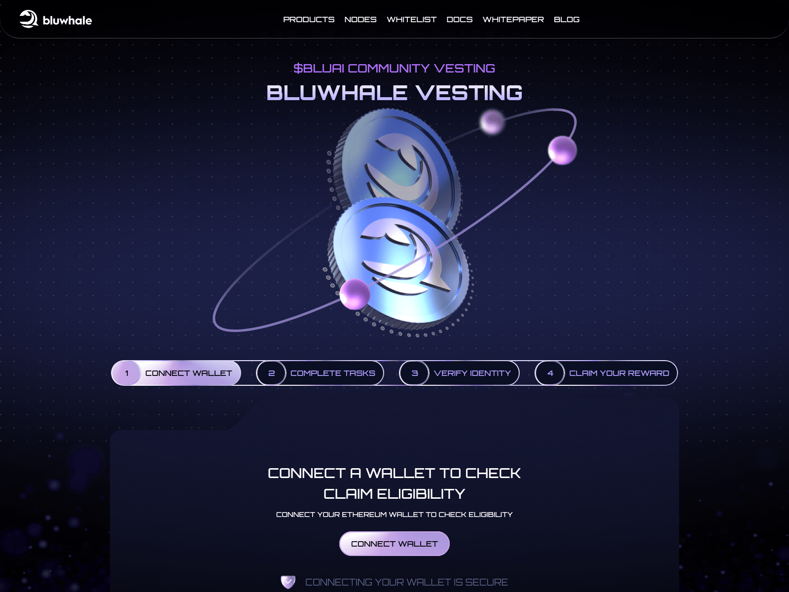 Screenshot of claim-airdrop.bluwhale.com