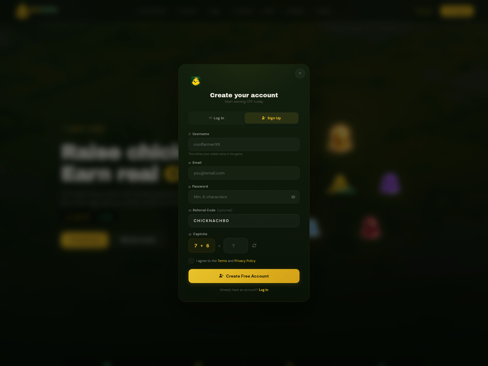 Screenshot of chickfarmers.com