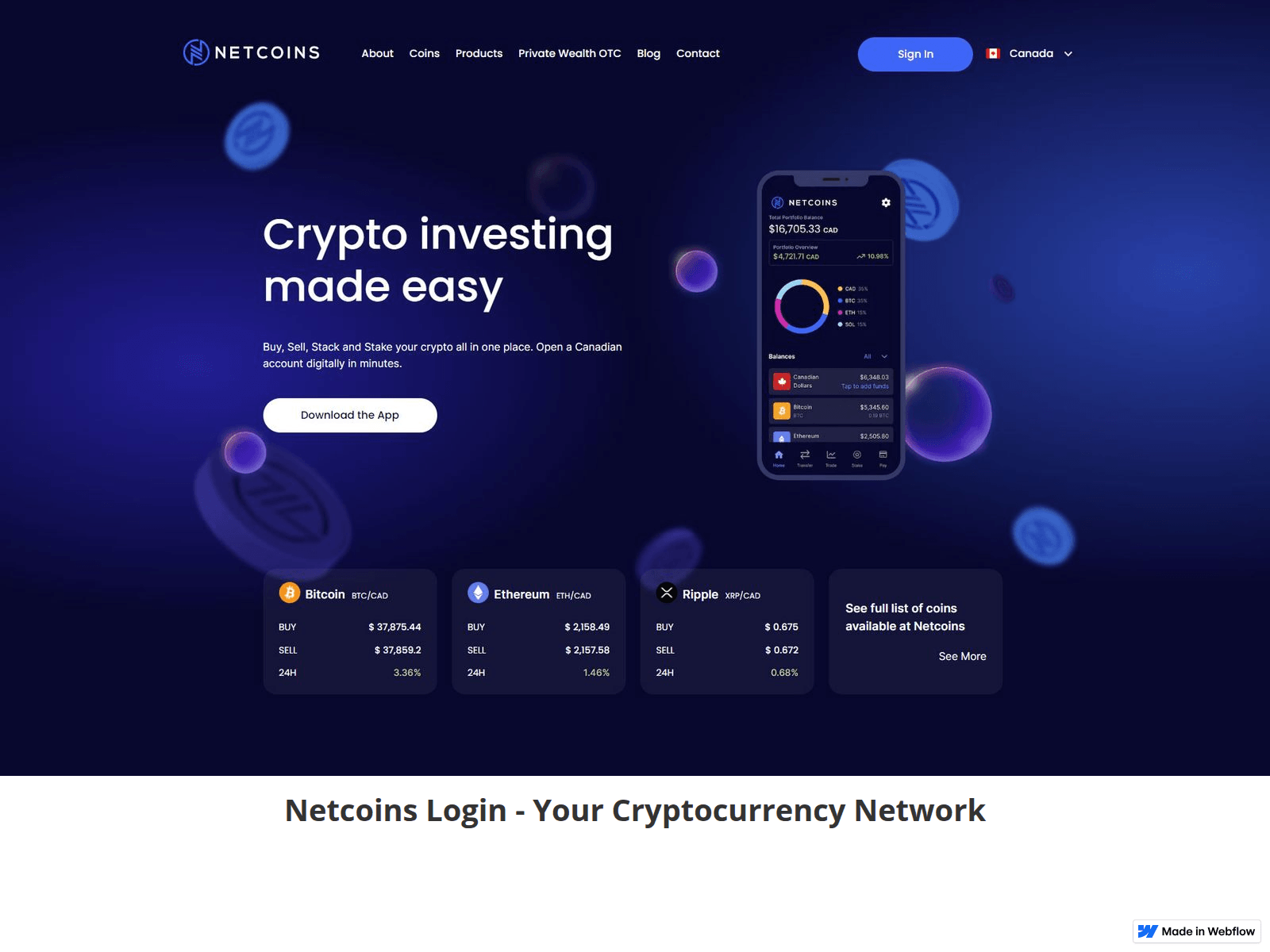 Screenshot of netcoinlogine-network.webflow.io