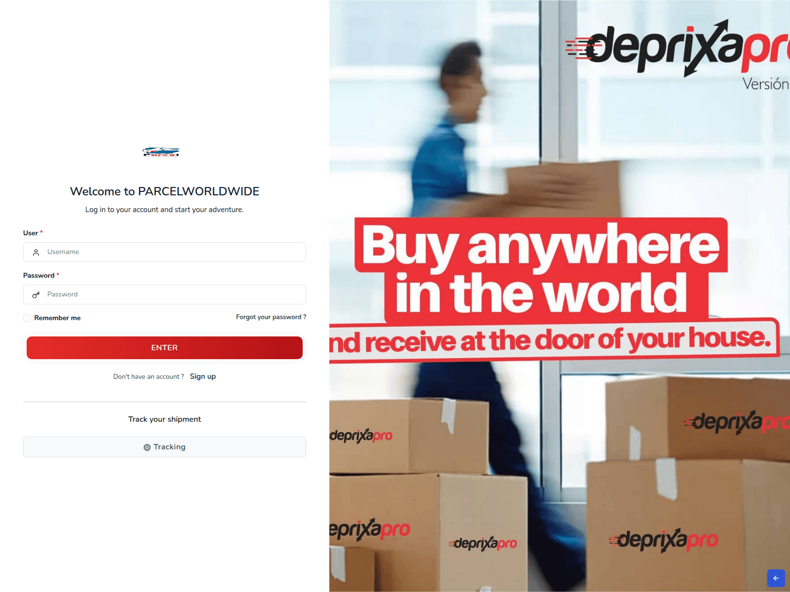 Screenshot of parcel-worldwide.com