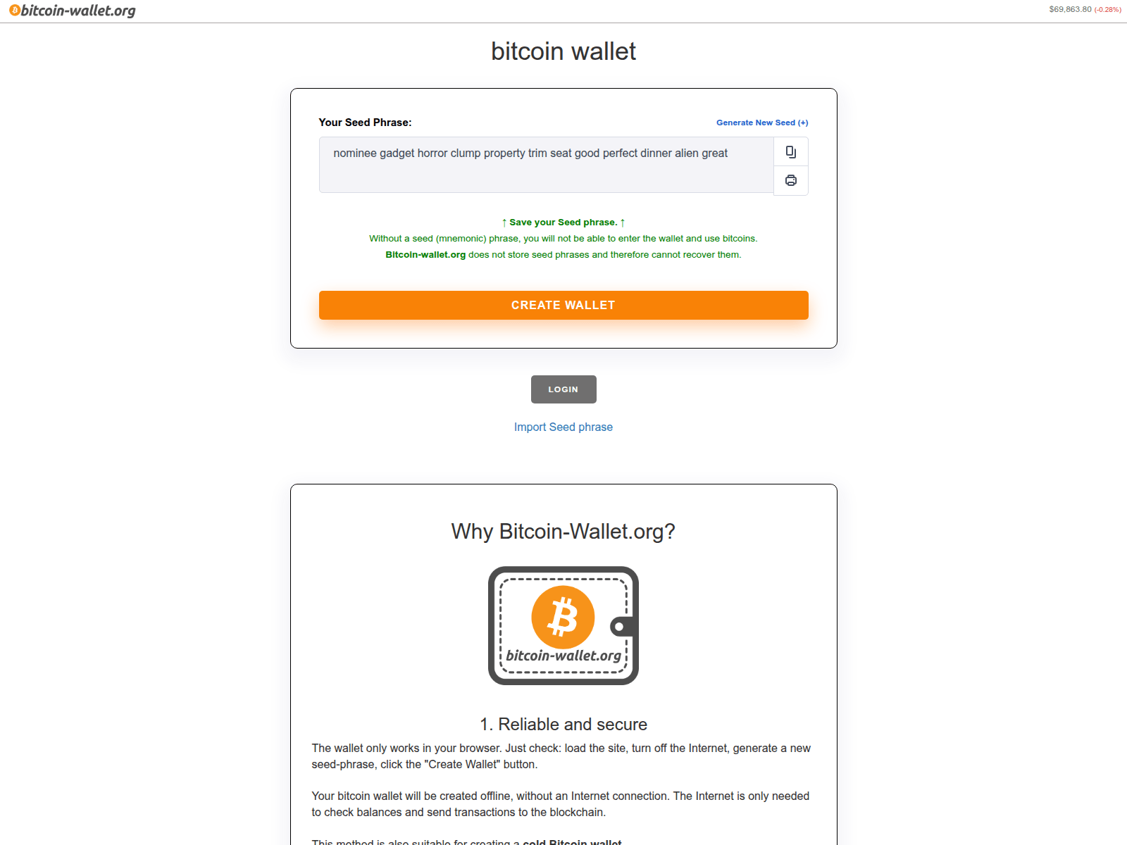 Screenshot of bitcoin-wallet.org