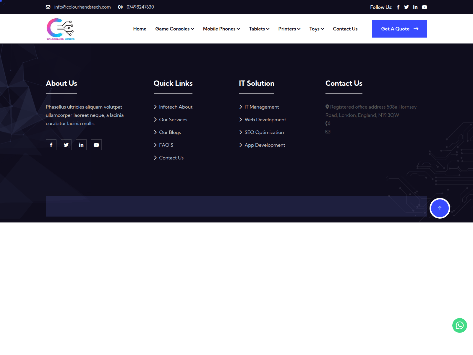 Screenshot of colourhandstech.com