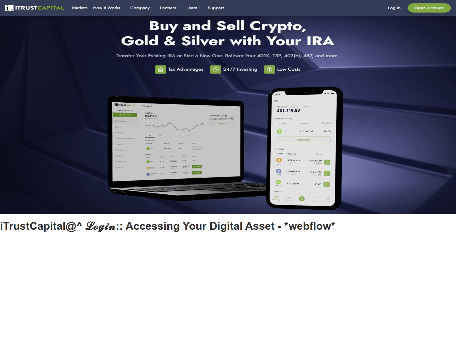 Forensic screenshot of itrstcawptallogin.webflow.io