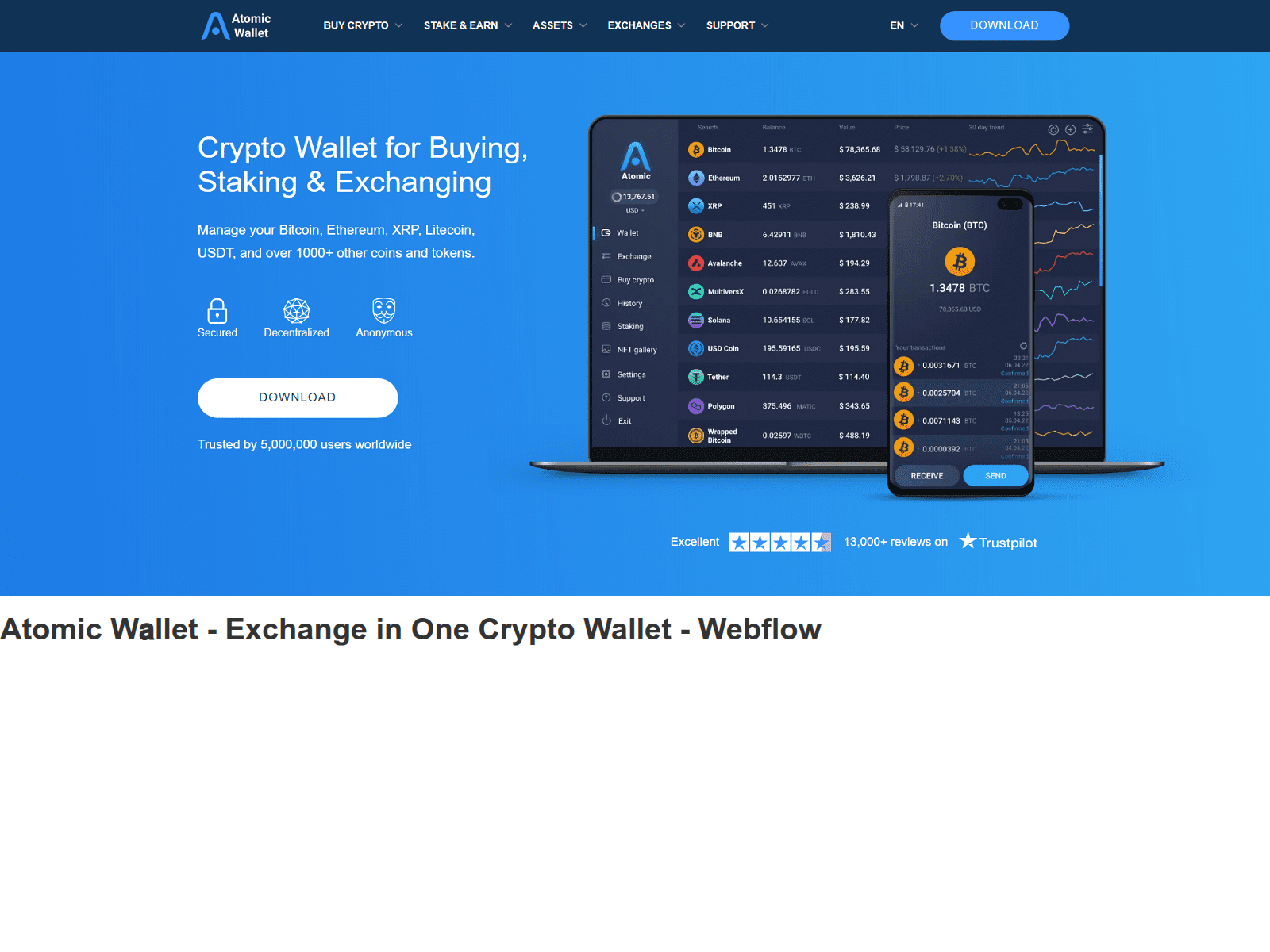 Screenshot of atoremwallet.webflow.io