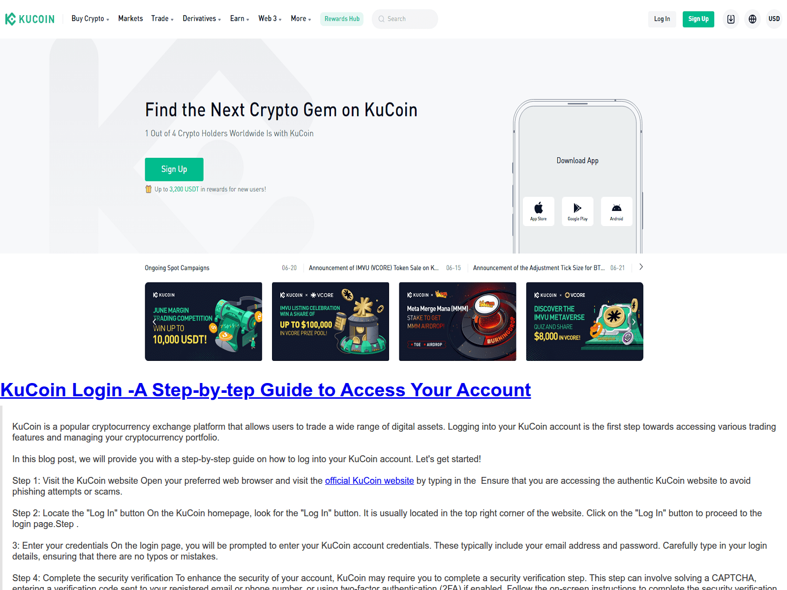 Screenshot of kucoinloginhuac.webflow.io