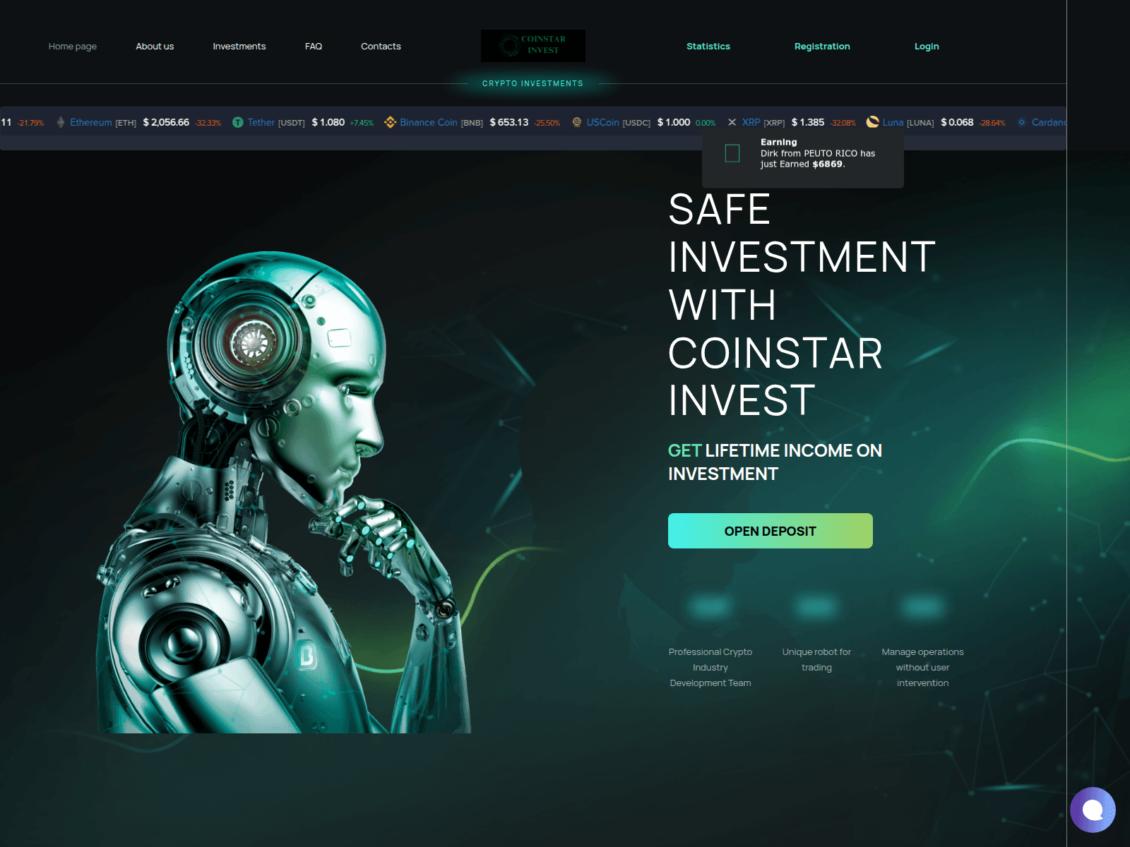 Screenshot of coinstarinvestments.com