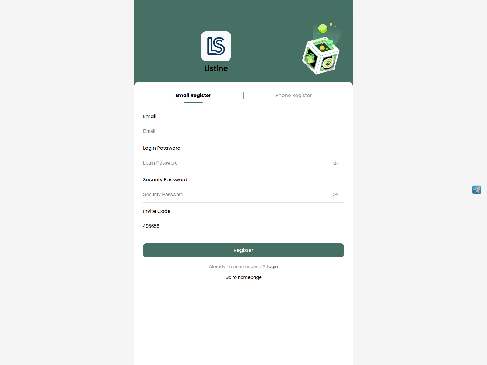 Screenshot of listine.net