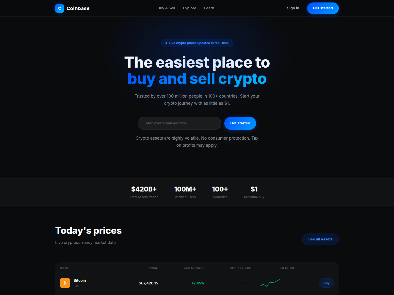 Screenshot of my-coinbase-clone-01.netlify.app