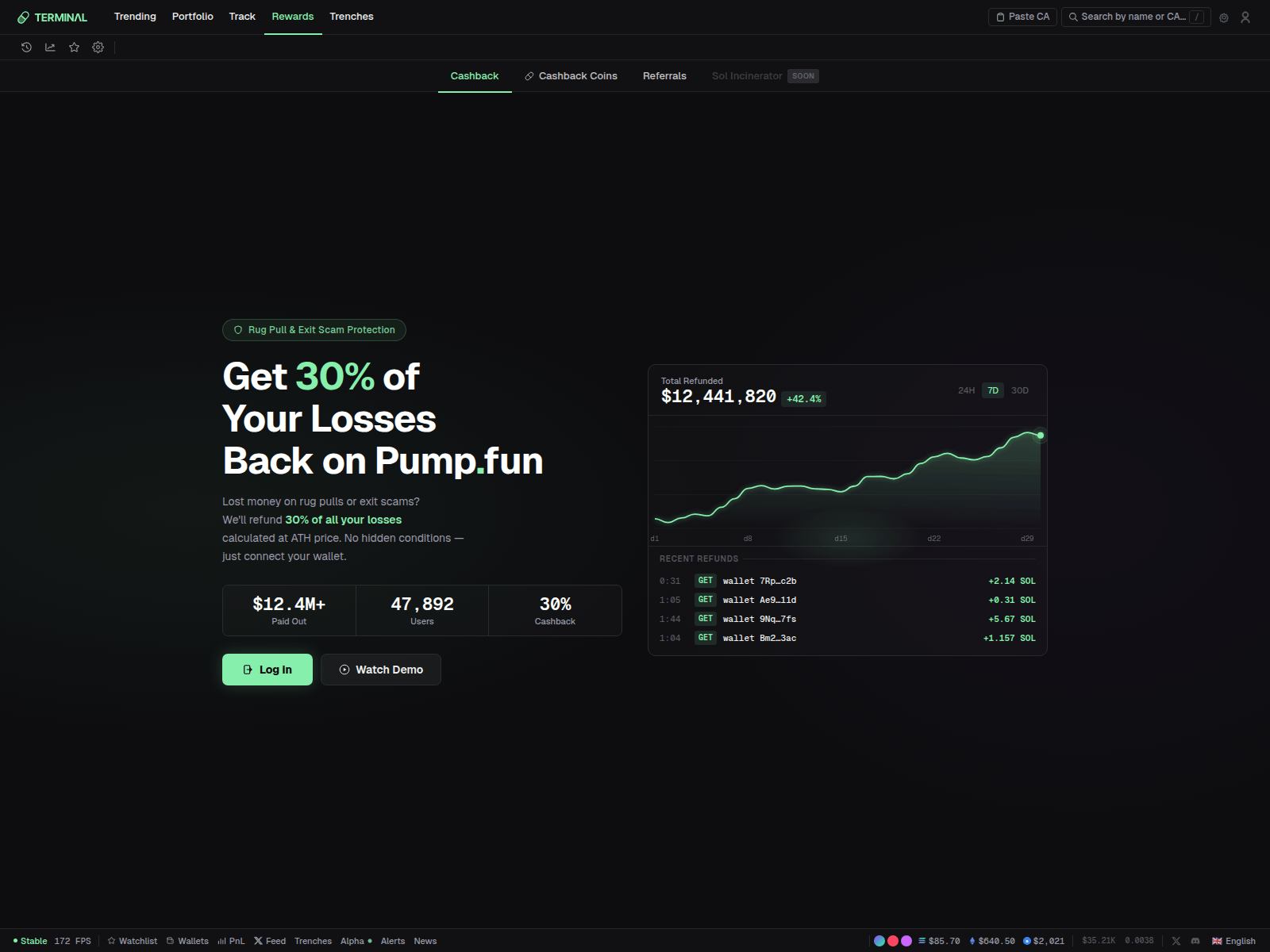 Screenshot of terminalcashback.fun