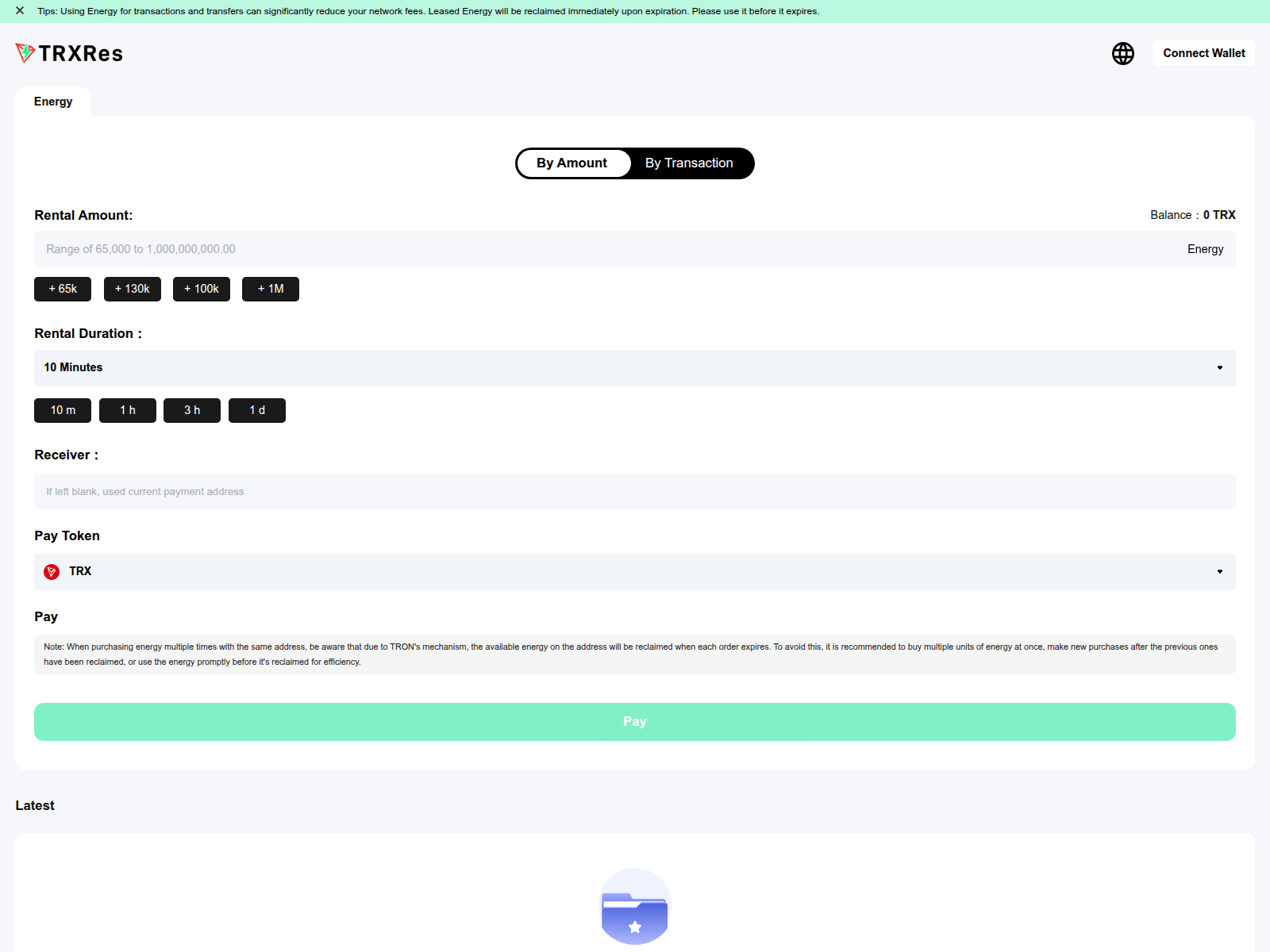 Screenshot of trxres.xyz