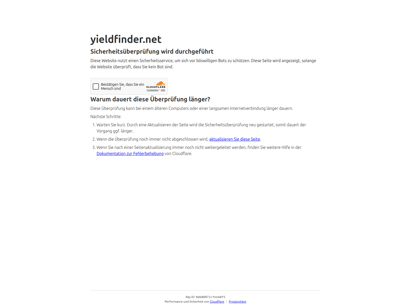 Screenshot of yieldfinder.net
