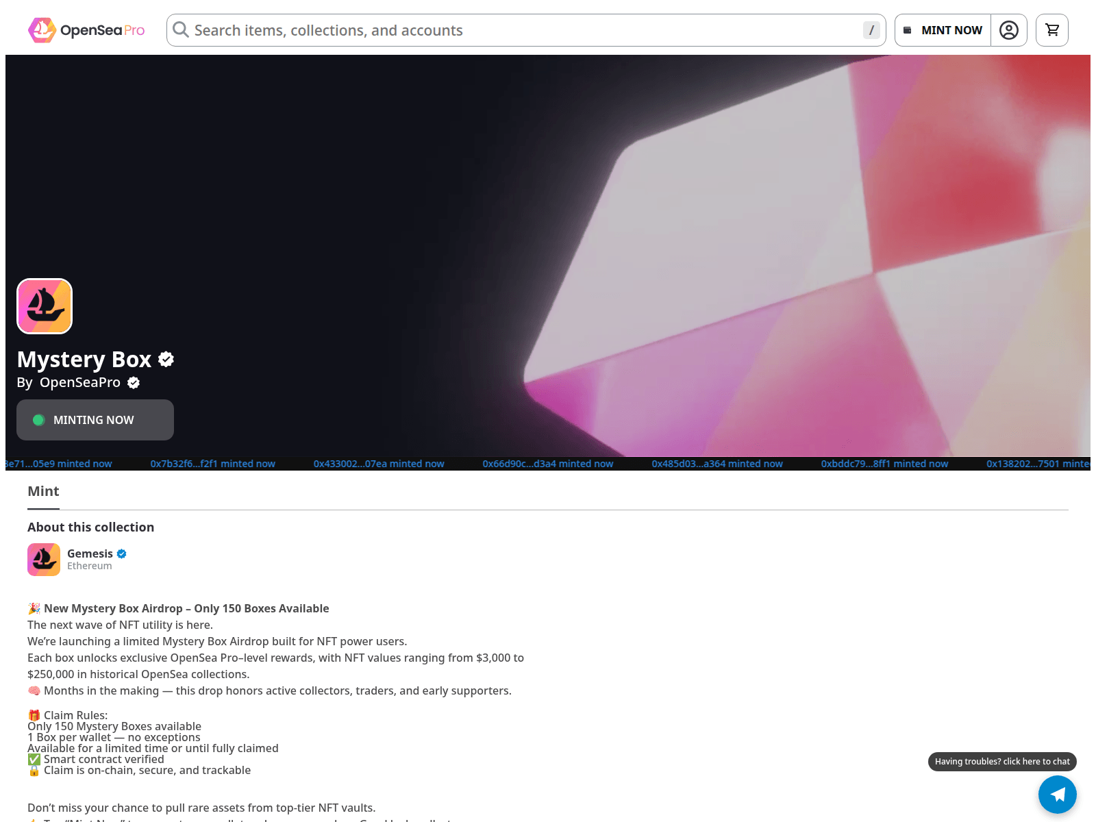 Screenshot of opensessionmints05.vercel.app
