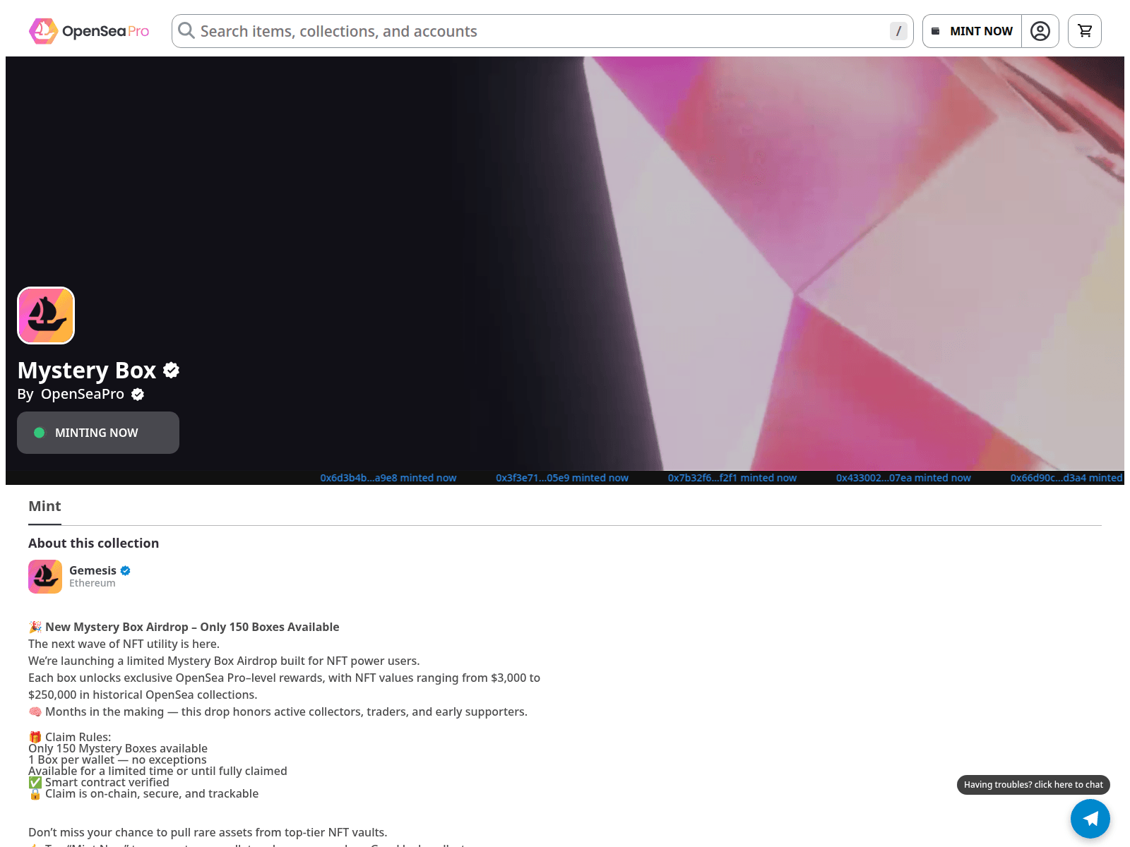 Screenshot of opensessionmints01.vercel.app