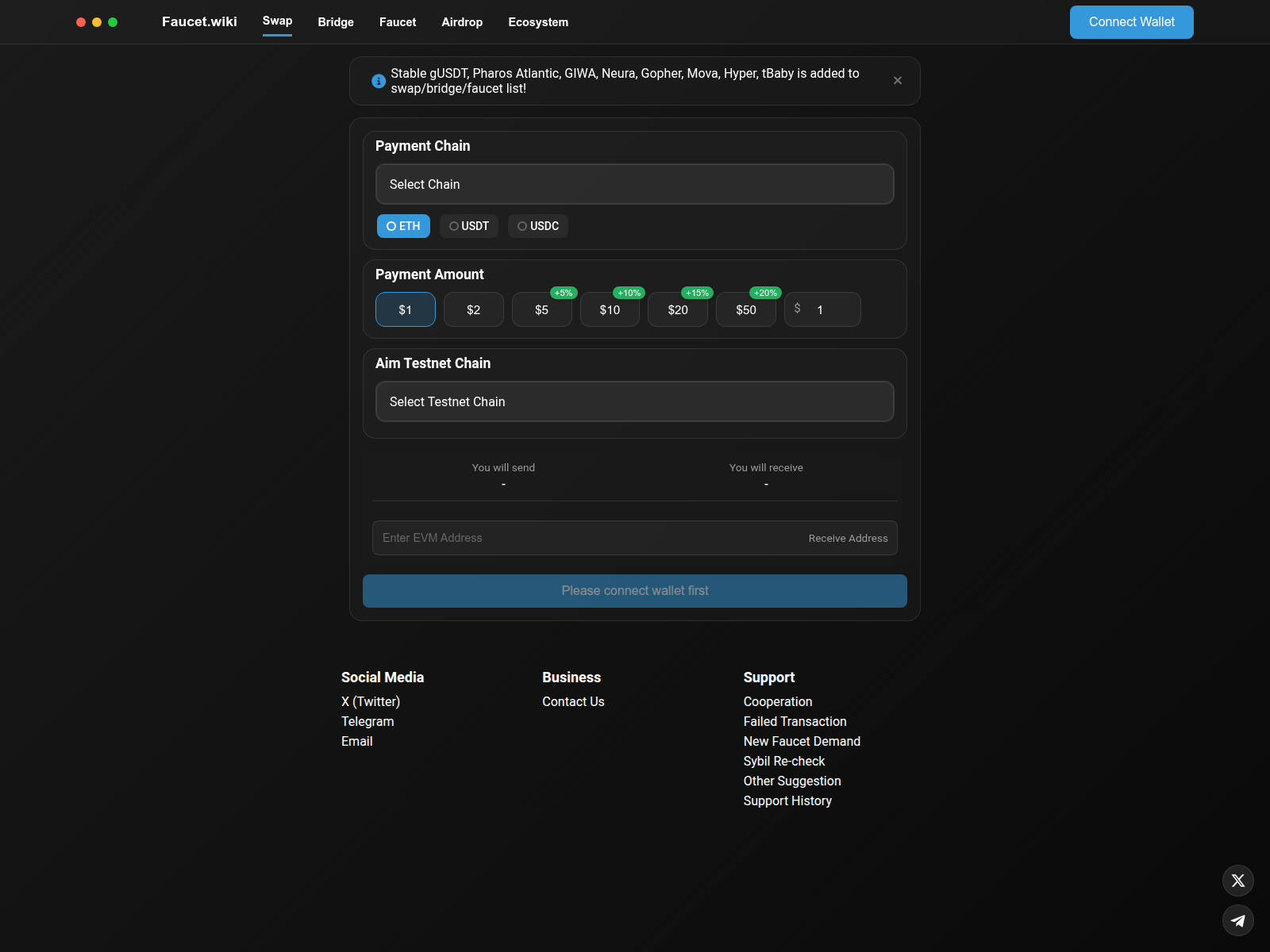Screenshot of faucet.wiki