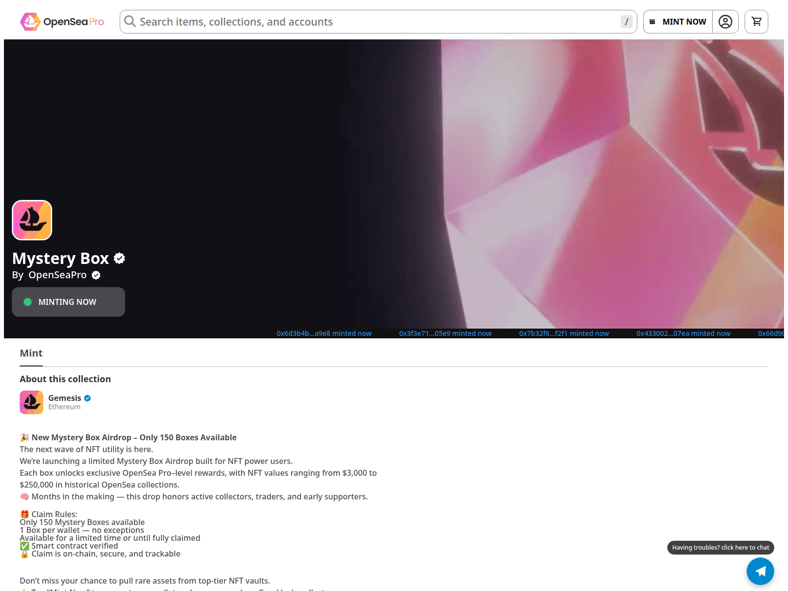 Forensic screenshot of exclusive0penseamints01.vercel.app