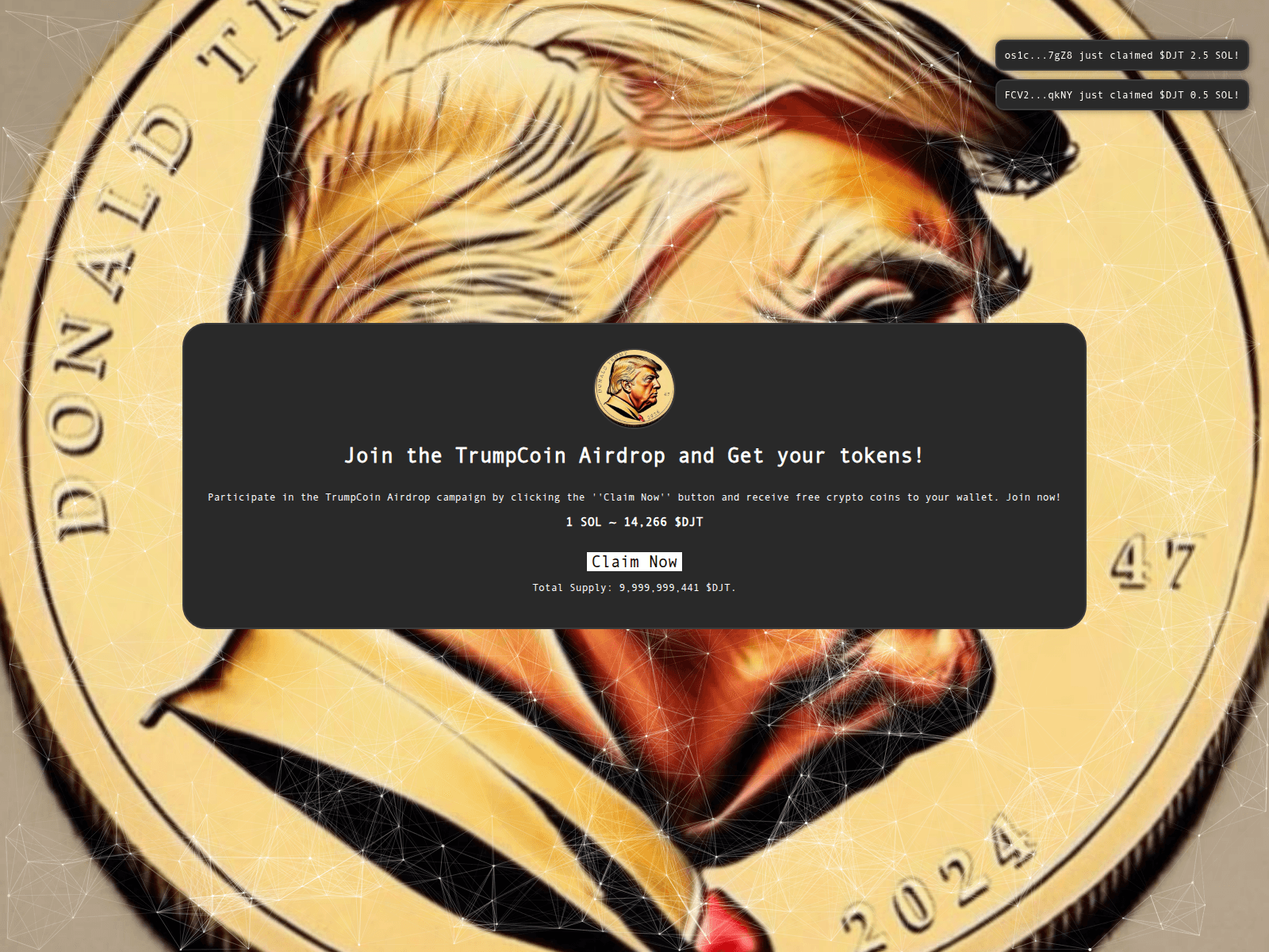 Screenshot of claimdjt.pages.dev