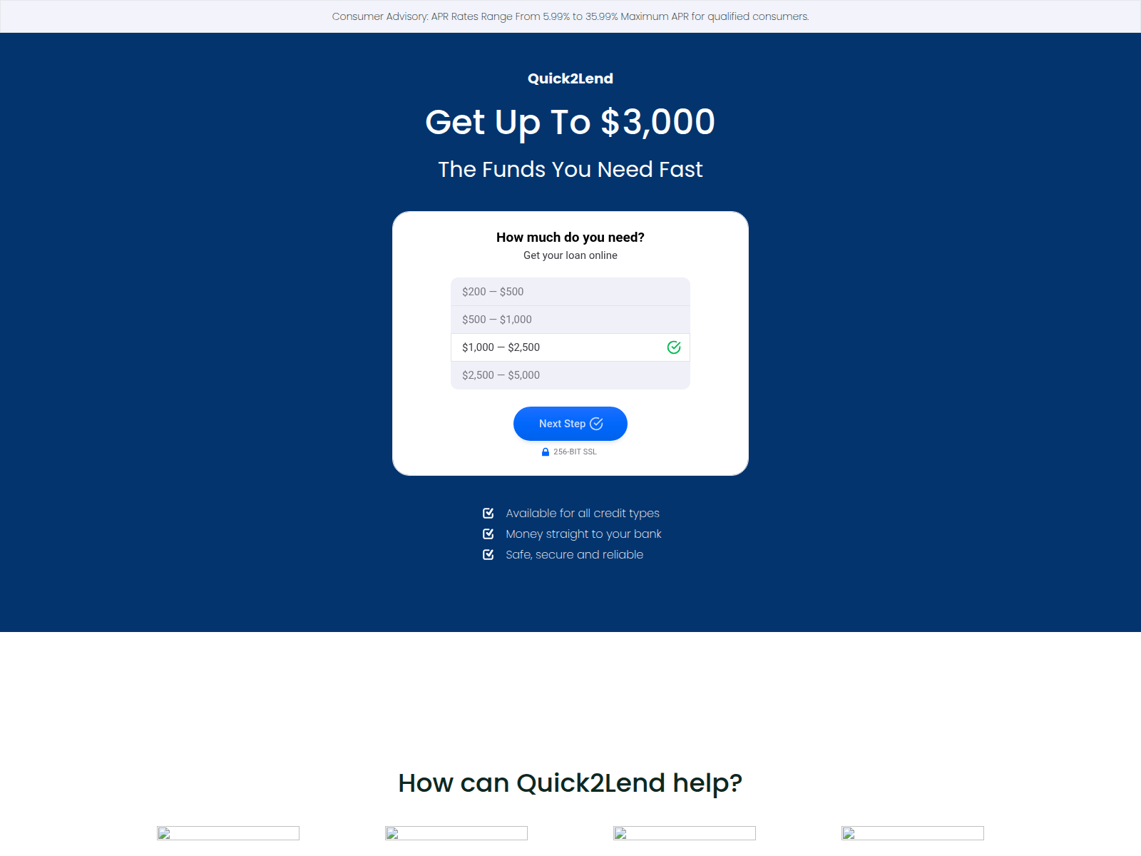 Screenshot of quicks2lend.pages.dev