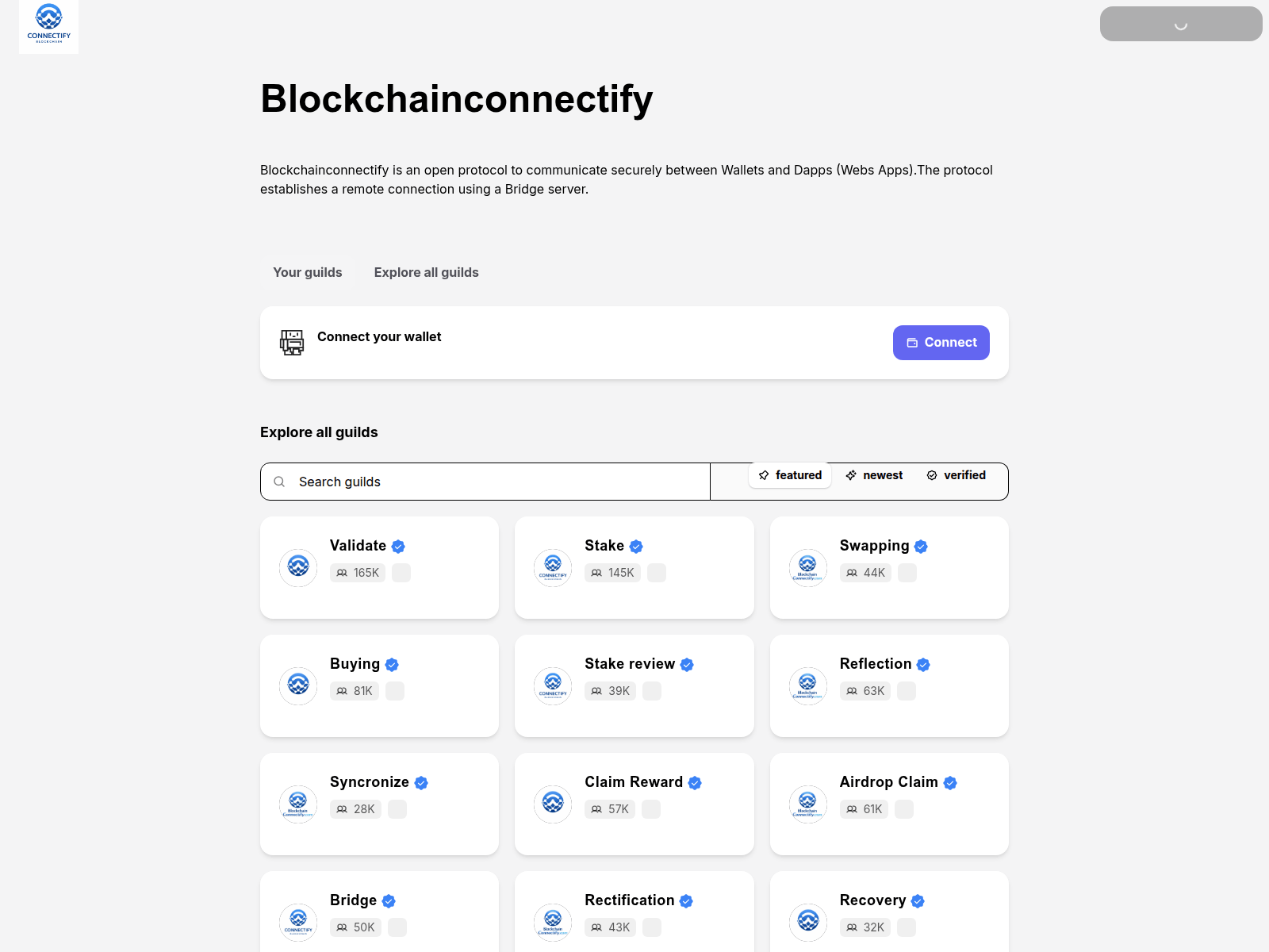 Screenshot of blockchainconnectify.net