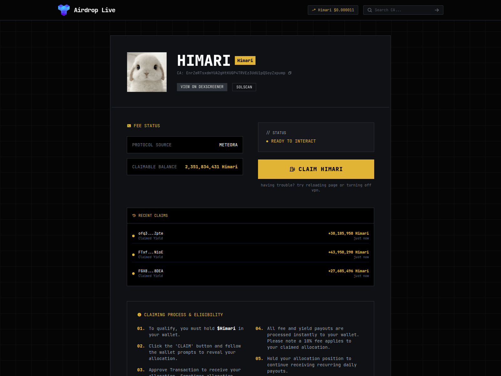 Screenshot of live-bag.fun