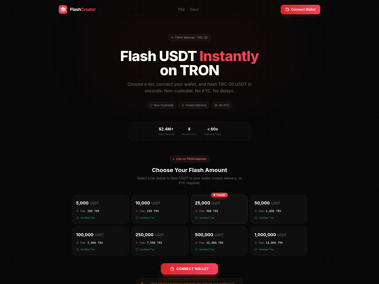 Screenshot von makeflashusdt.live