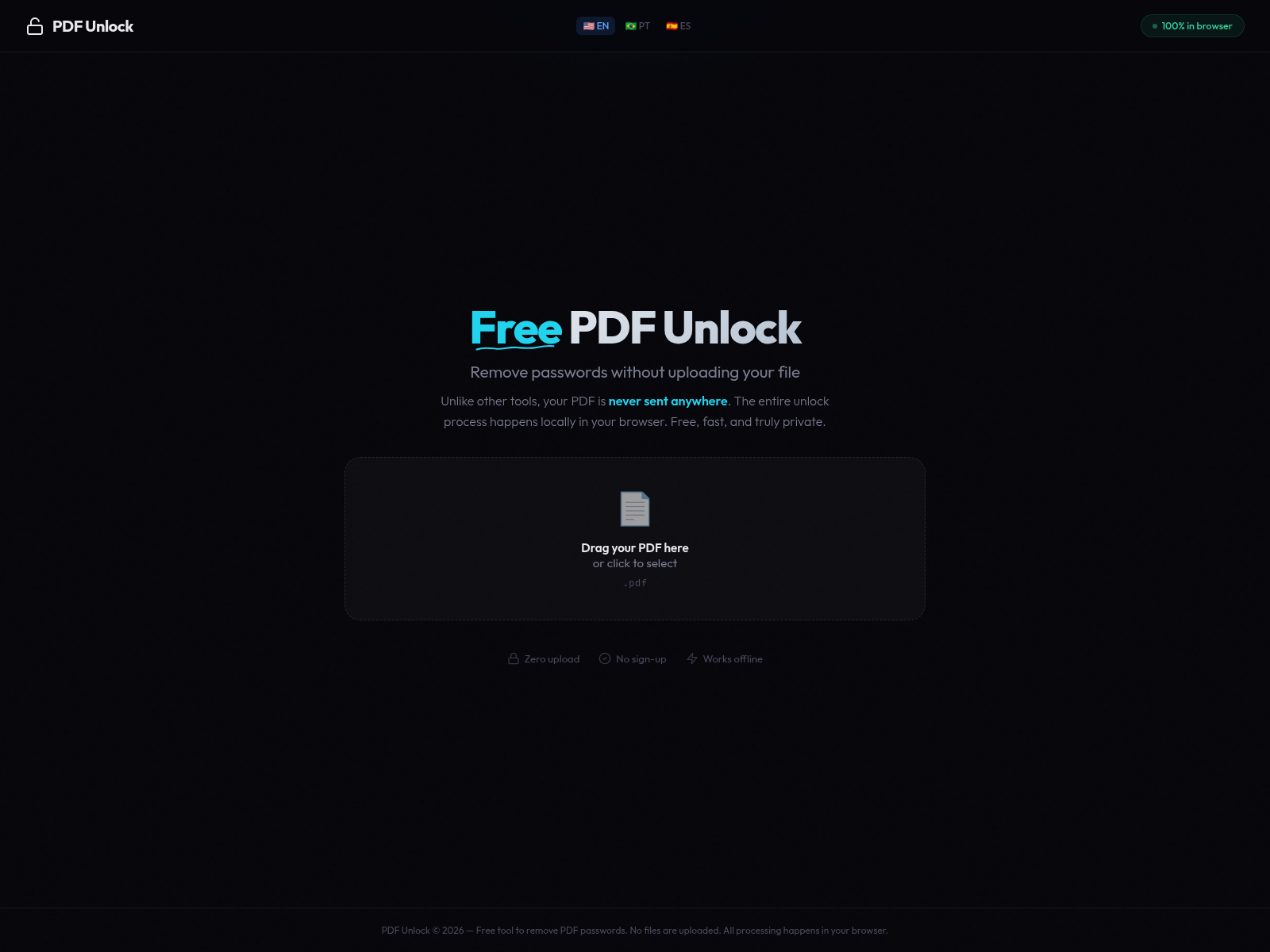 Screenshot of pdf-unlock.com