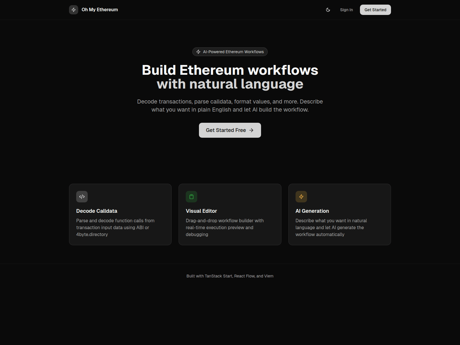Screenshot of oh-my-ethereum.009003.xyz