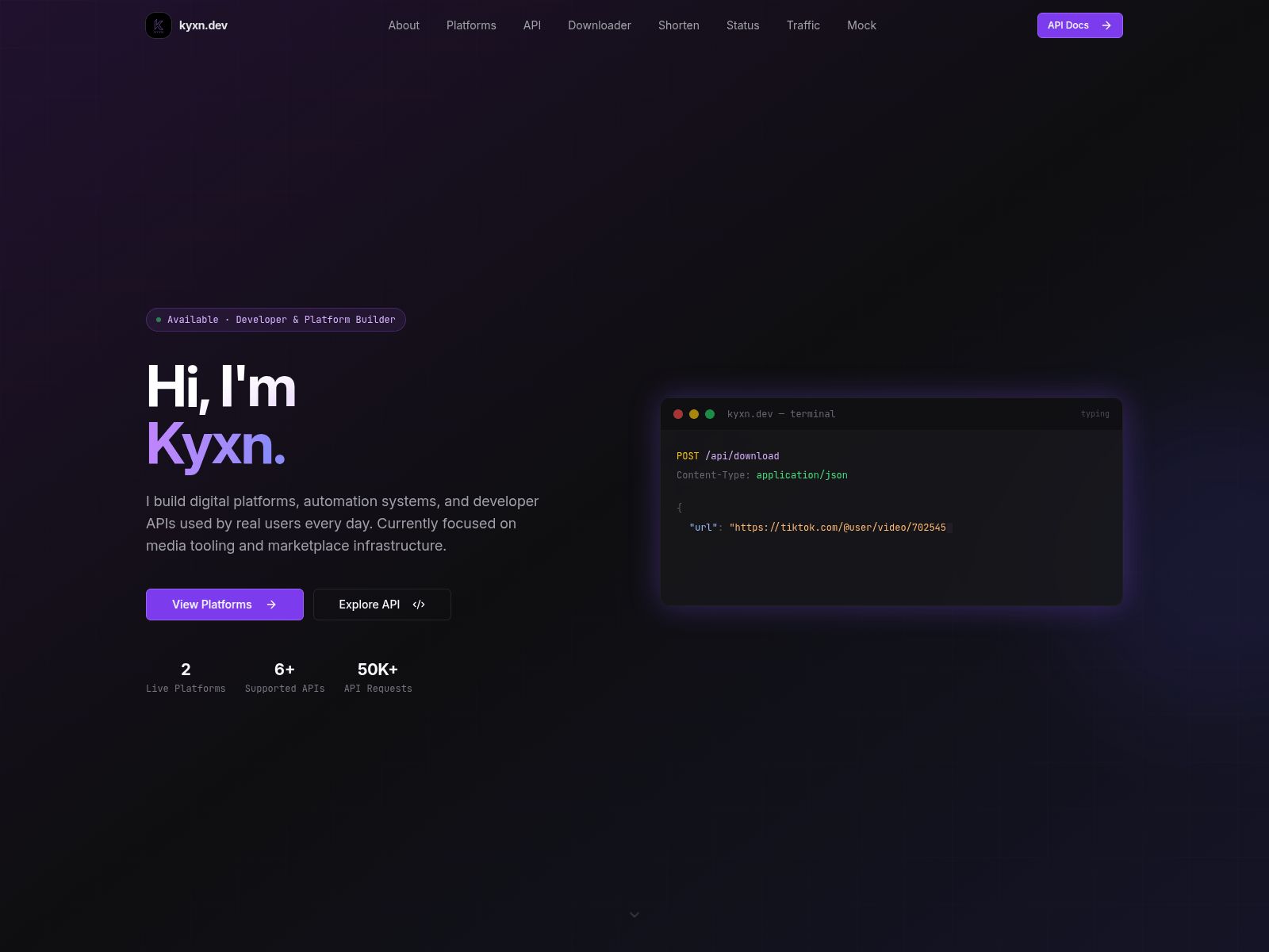 Screenshot of kyxn.dev