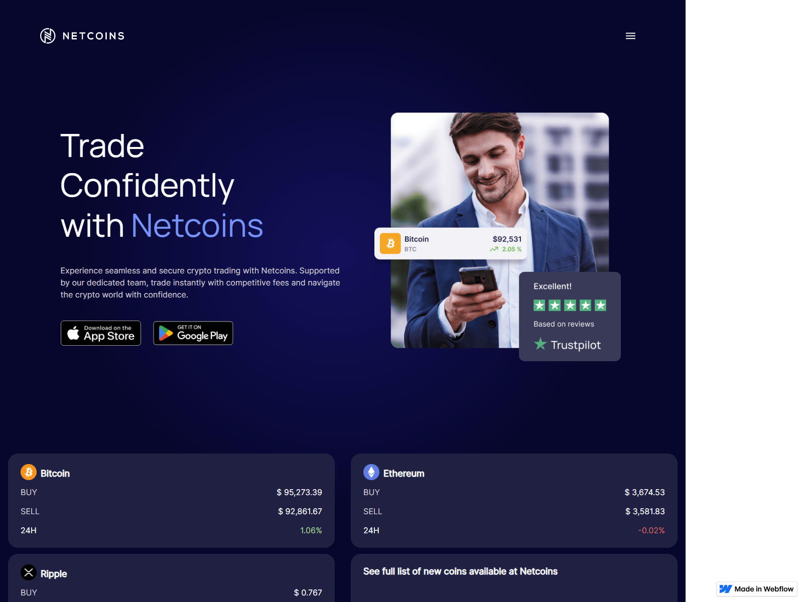 Screenshot of sso-en-ca-netcoins-com-nav-azure.webflow.io