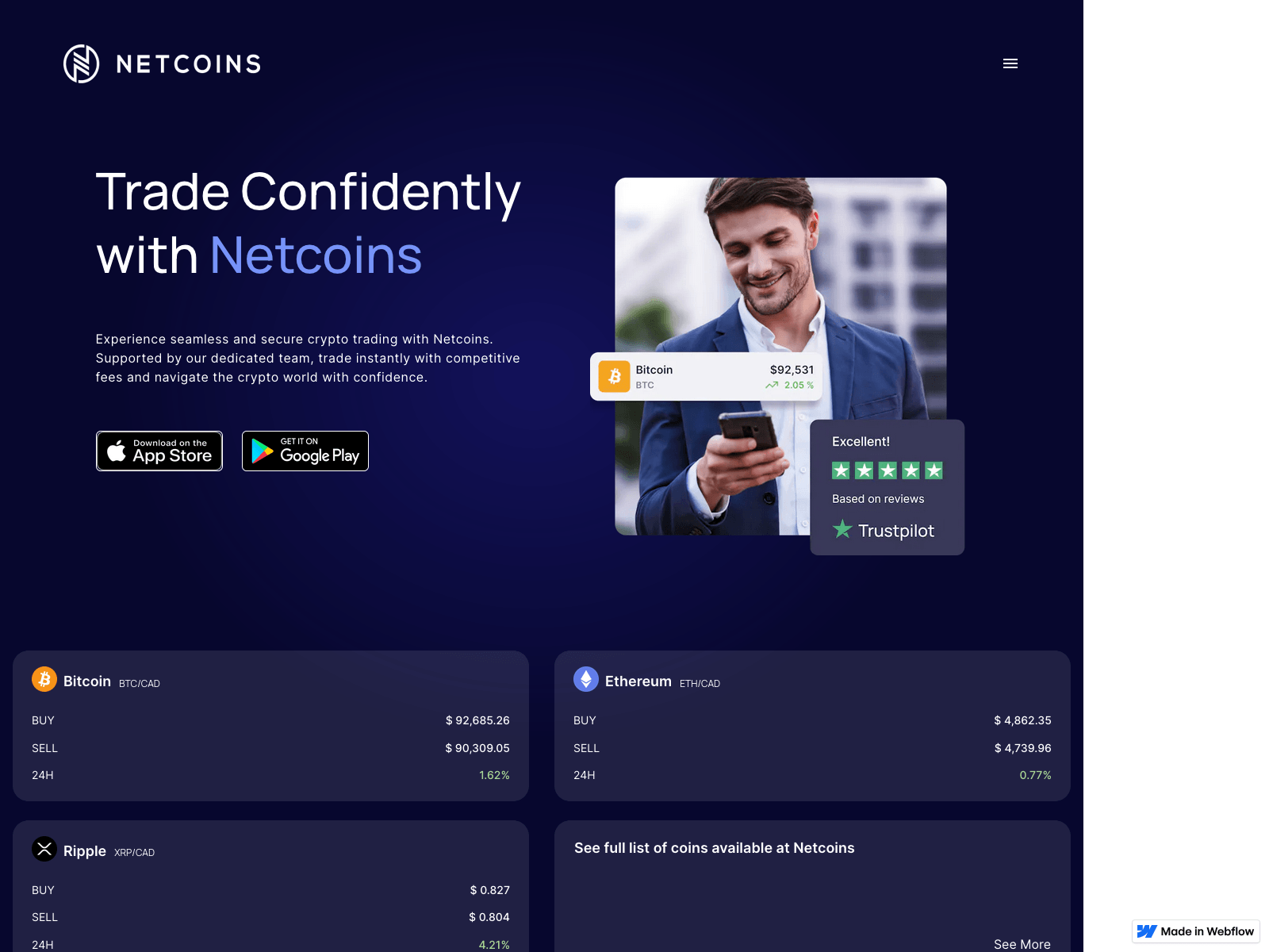 Screenshot of sso-ca-netcoins-com-aeuth.webflow.io