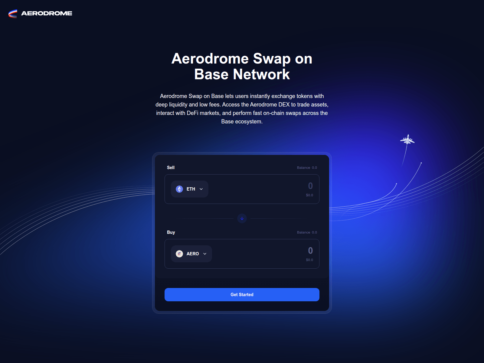 Screenshot of aerodrome-swap.app