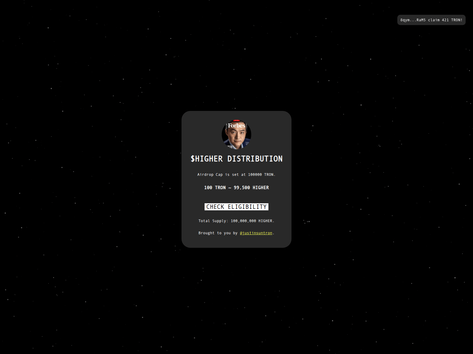 Screenshot of justinsun-allocations.xyz