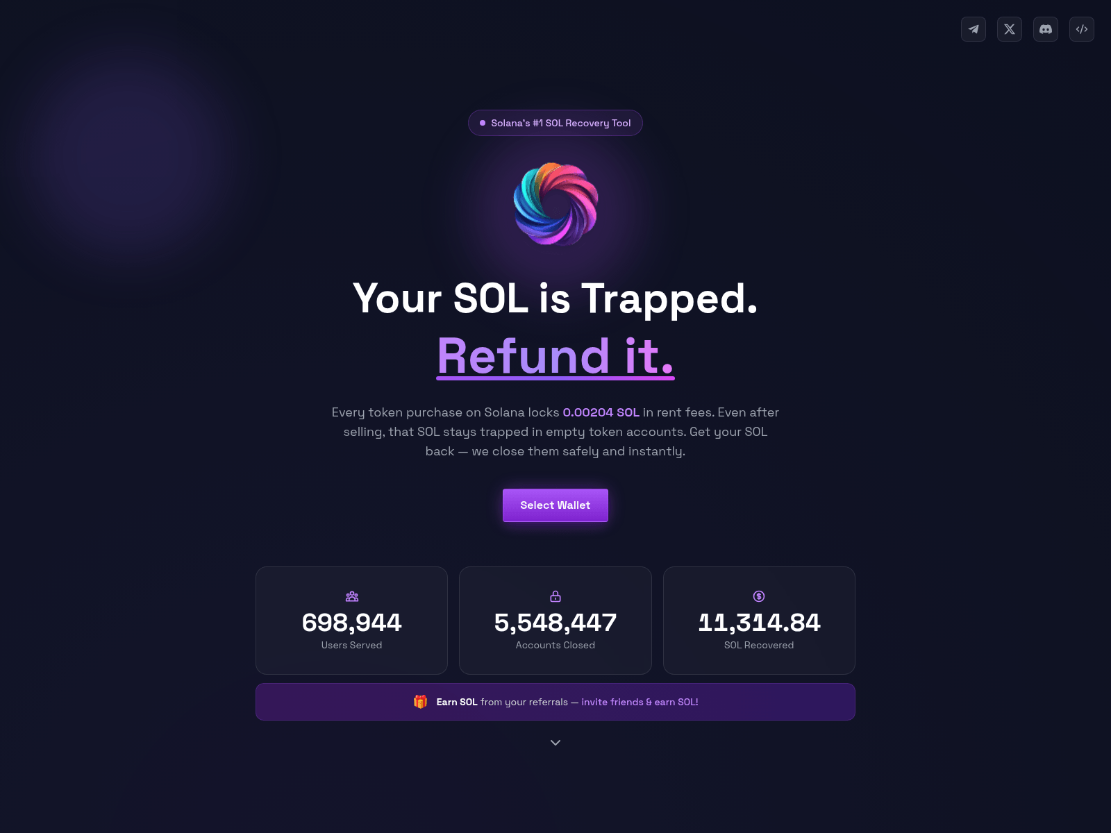 Screenshot of refundsolana.net