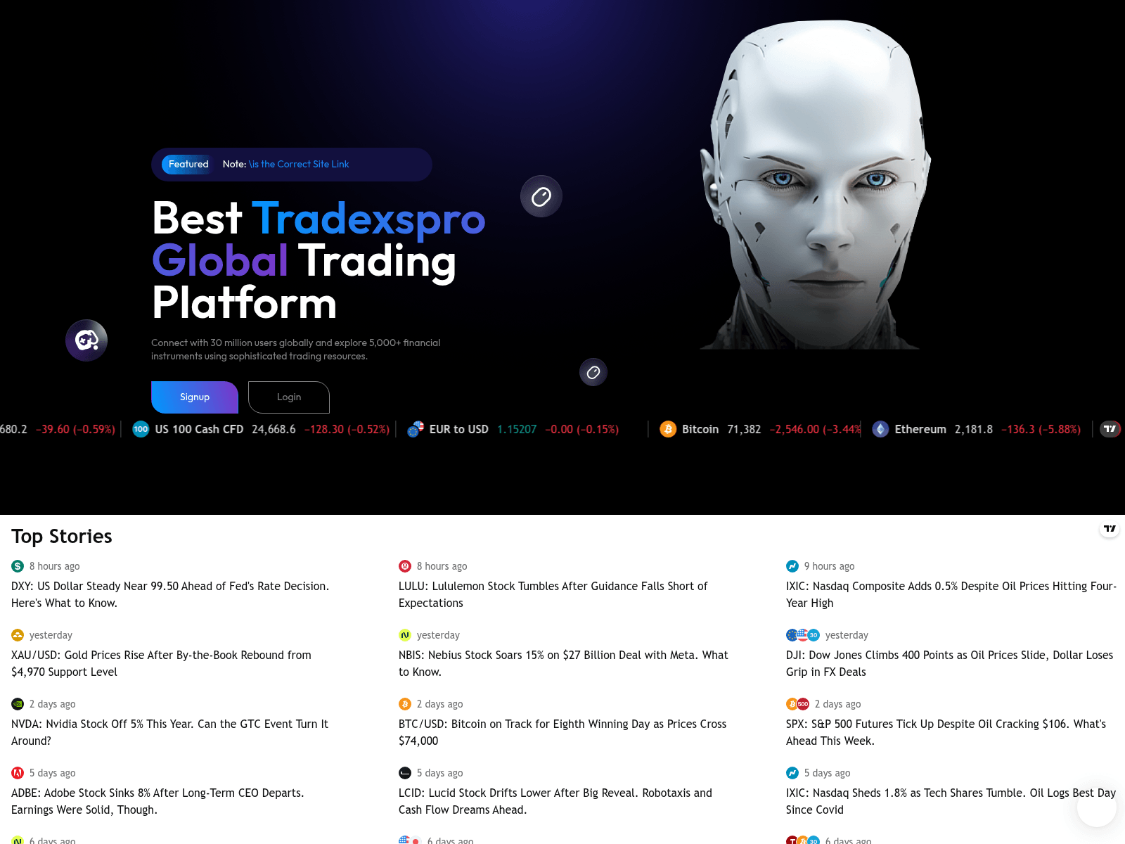 Screenshot of tradexspro.com