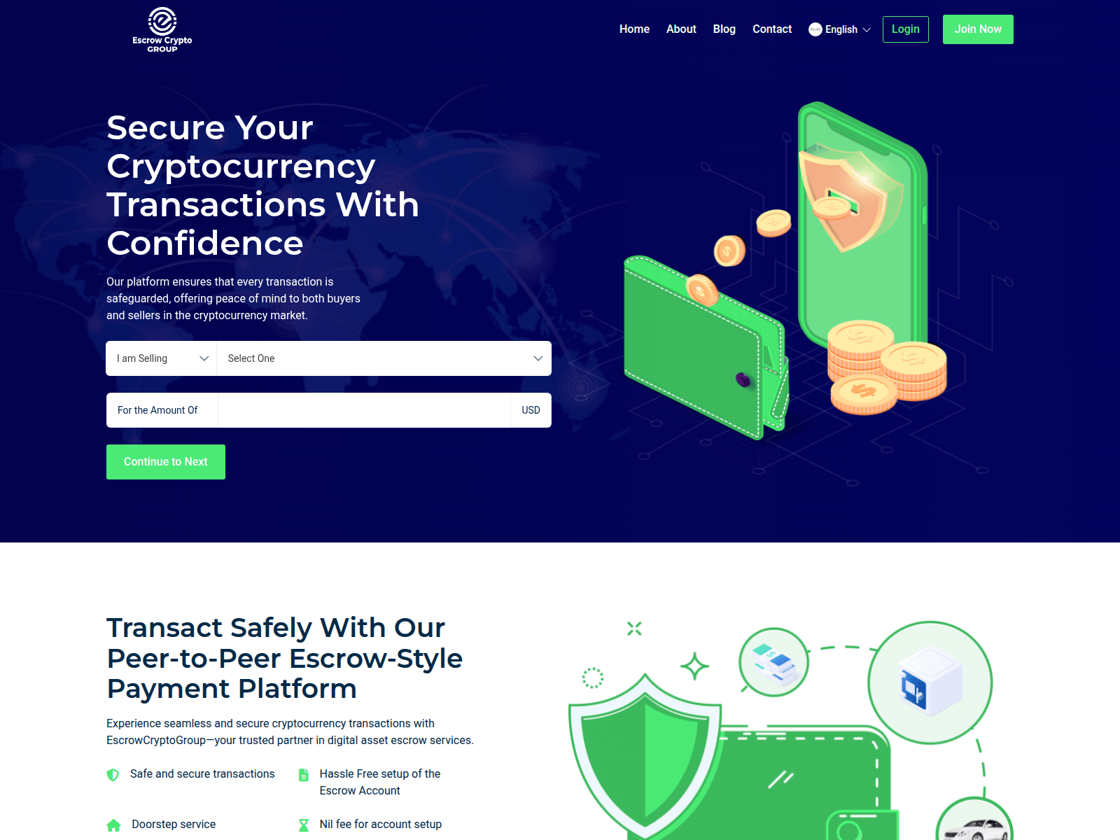 Screenshot of escrowcryptogroup.com
