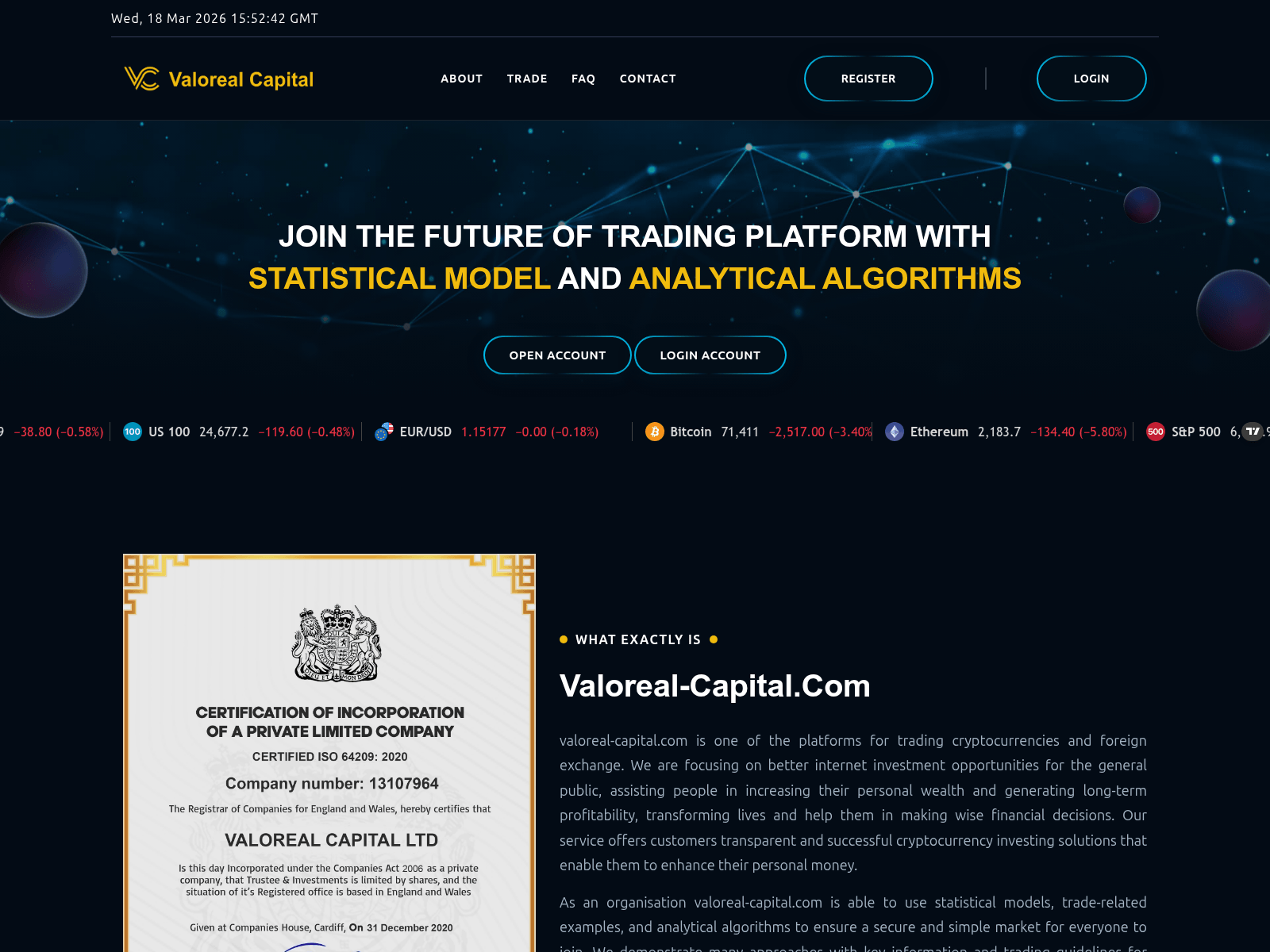 Screenshot of valoreal-capital.com