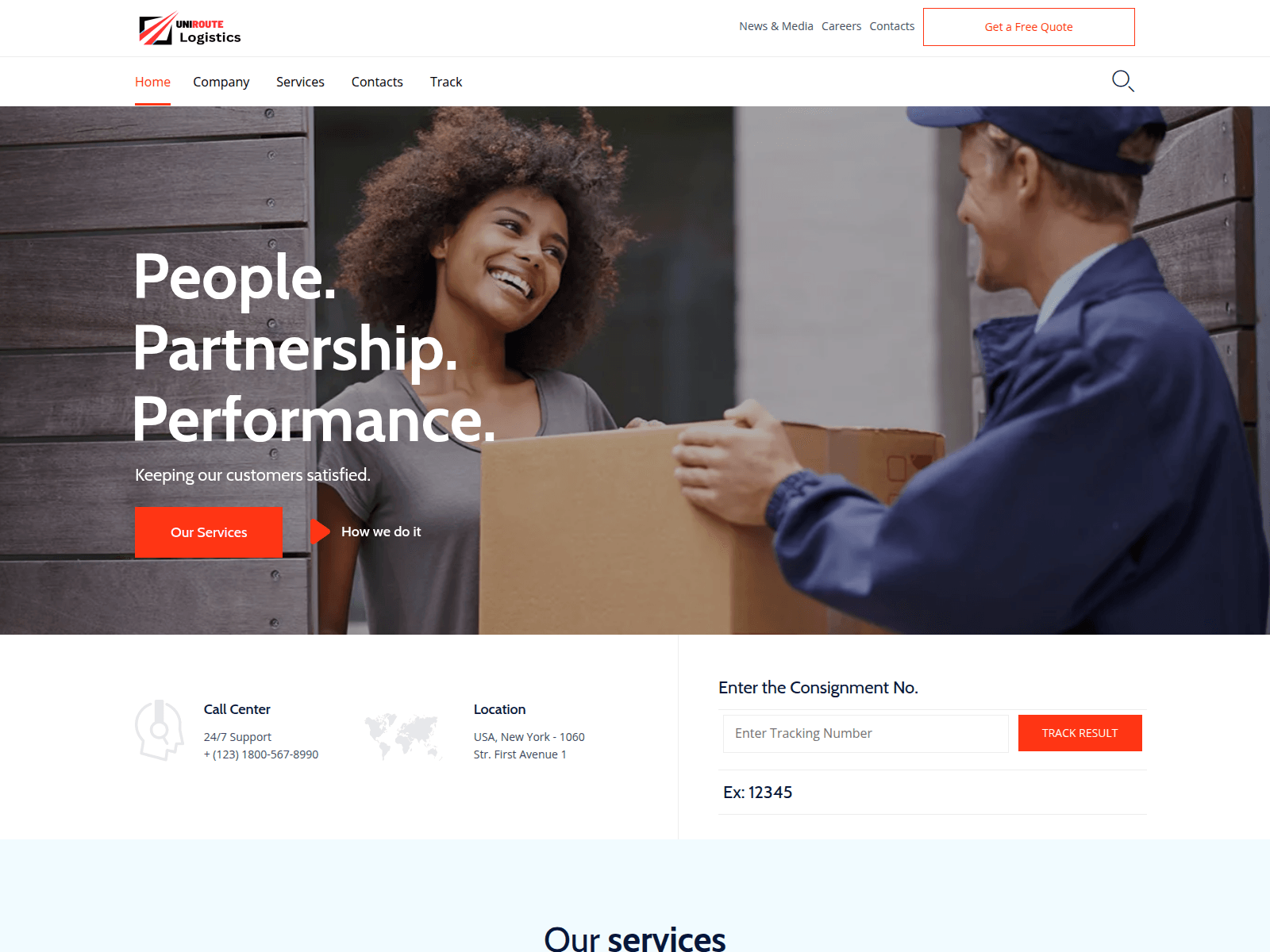 Screenshot of uniroutelogistics.com