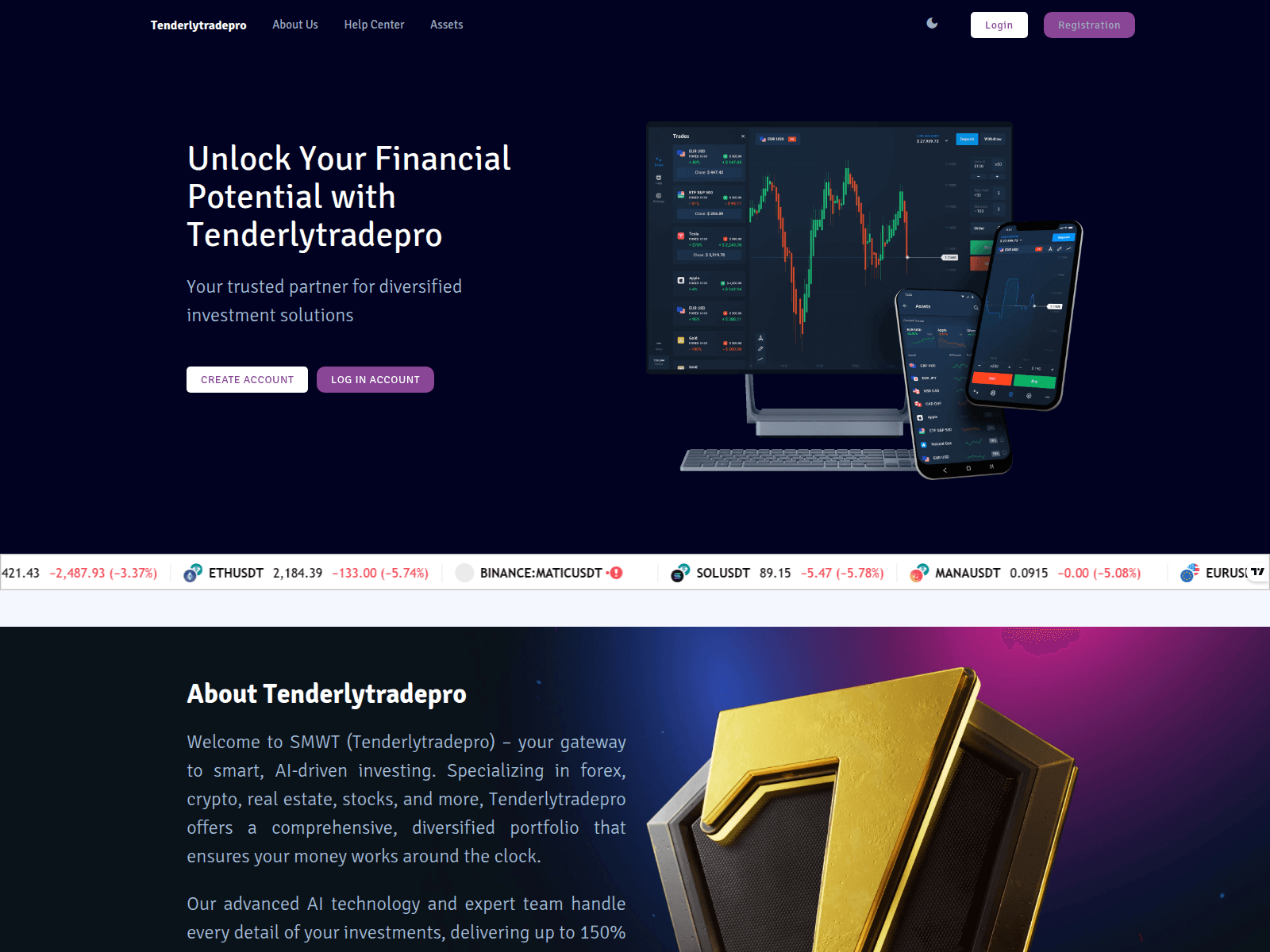 Screenshot of tenderlytradepro.com