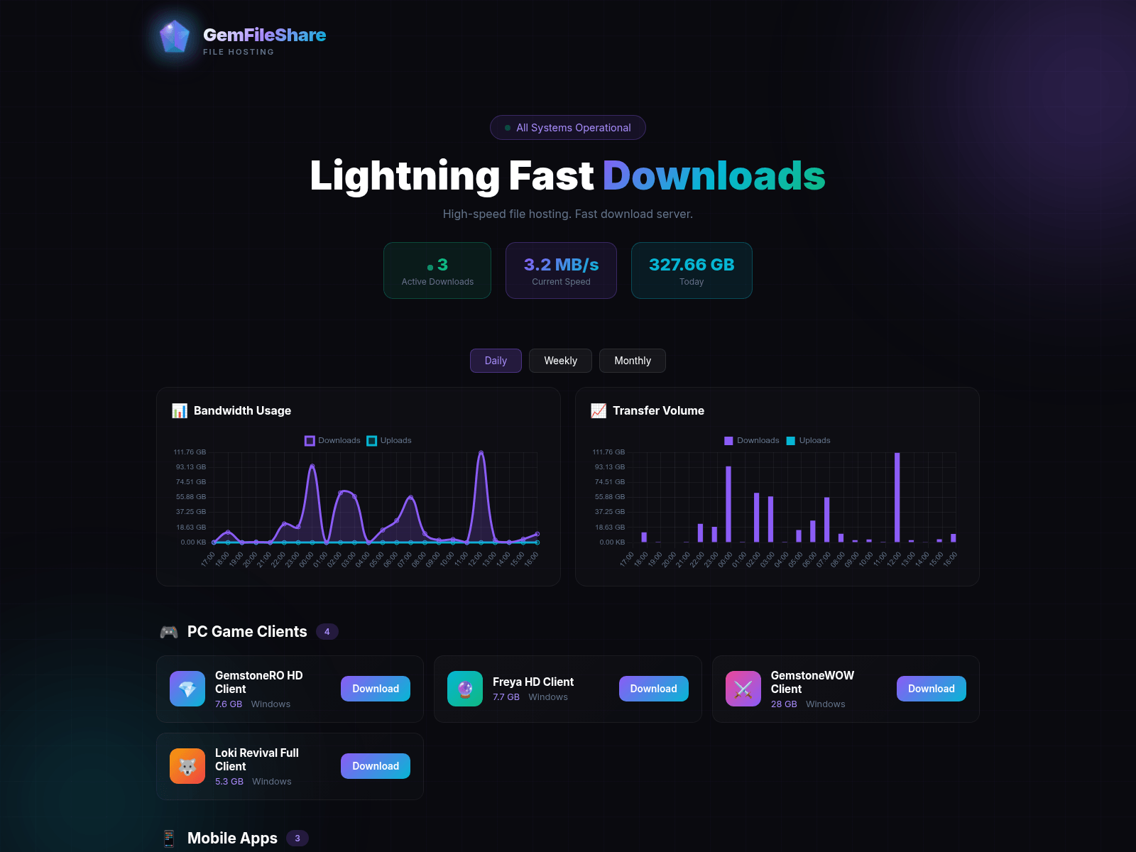 Screenshot of gemfileshare.com