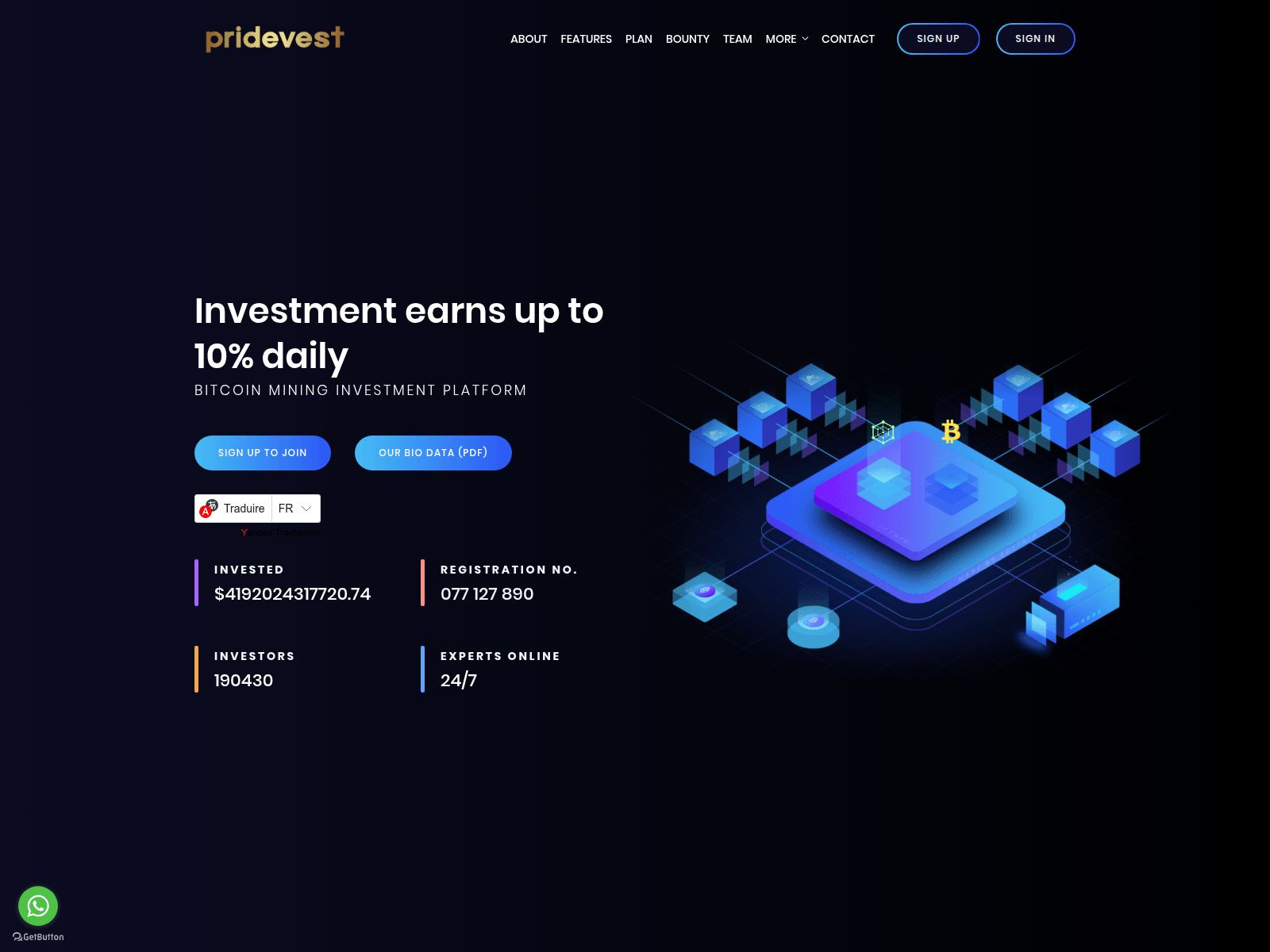 Screenshot of pridevestinv.com