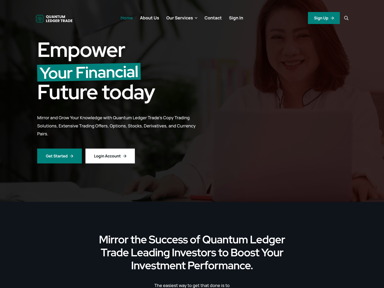 Screenshot of quantumledgertradefi.com