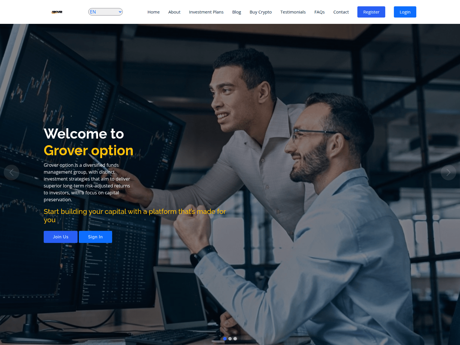 Screenshot of groveroption.com
