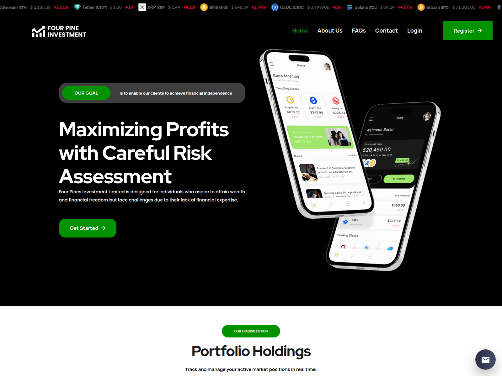 Screenshot of fourpinesinvest.com