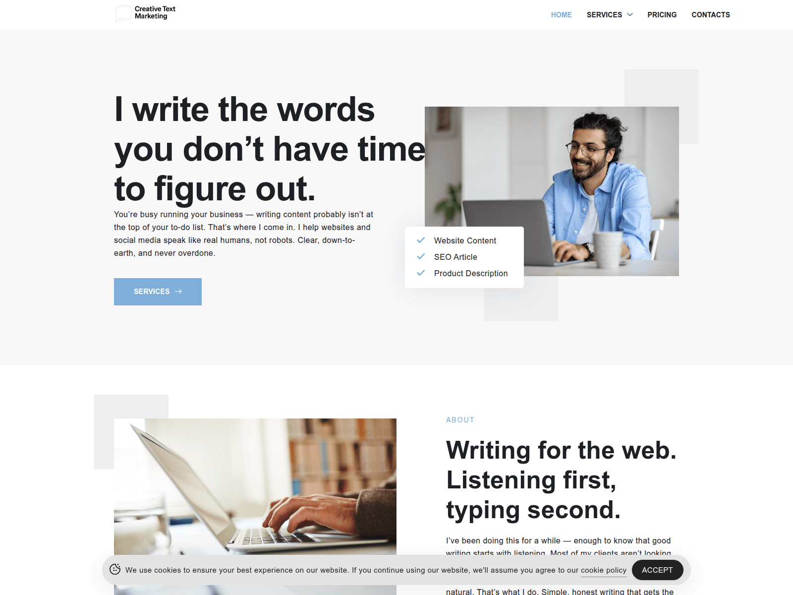 Screenshot of creativetextmarketing.com