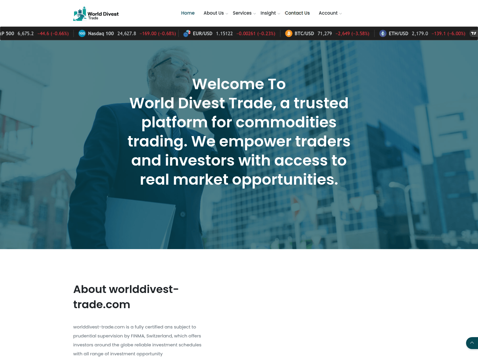 Screenshot of worlddivest-trade.com