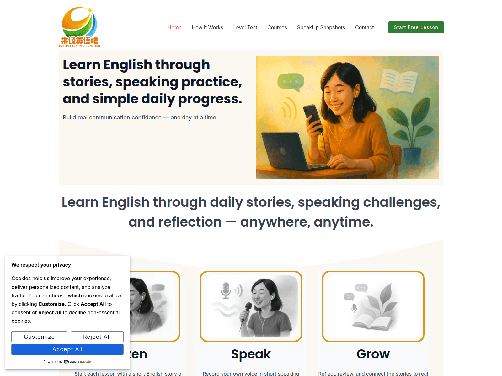 Screenshot of blespeakup.com