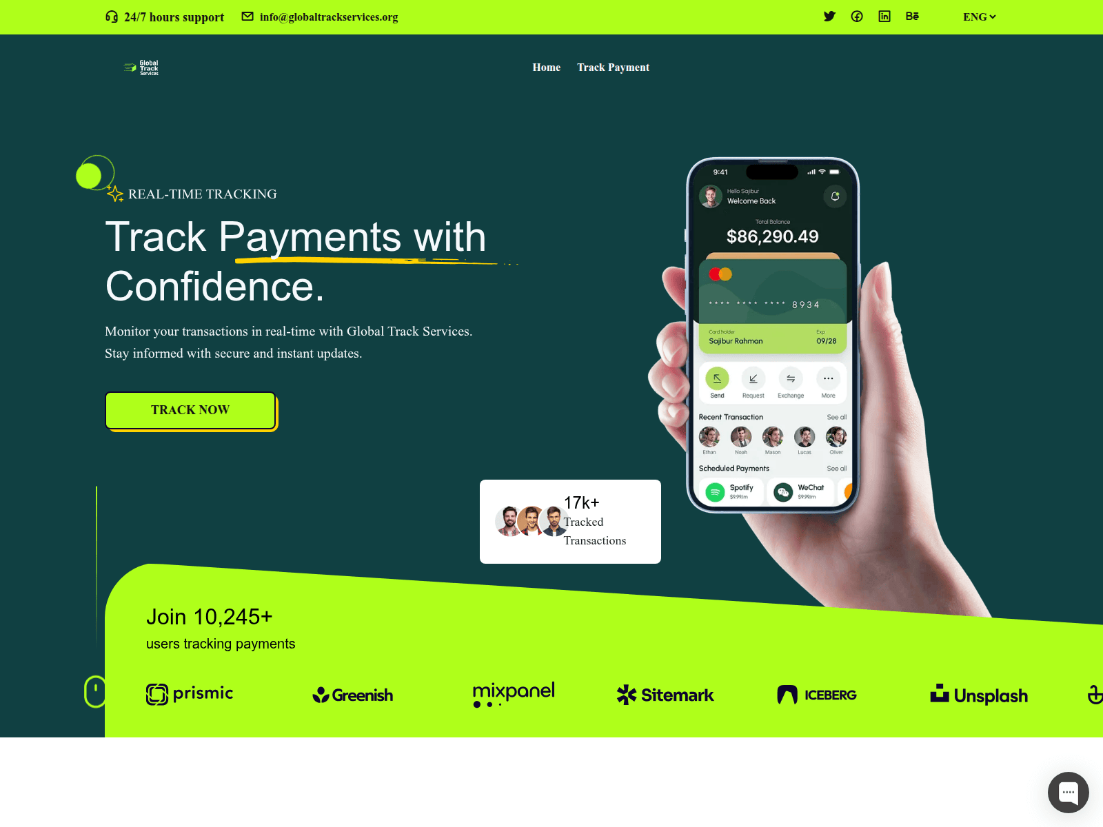 Screenshot of globaltrackservices.com