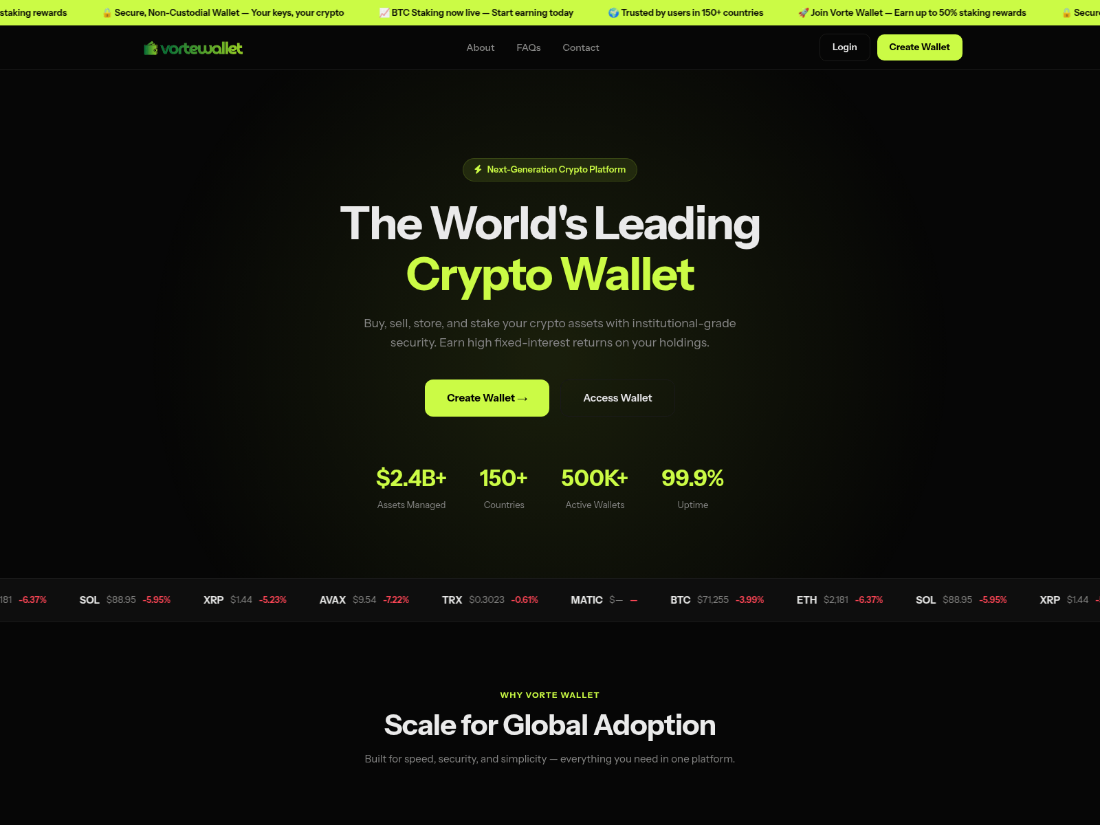 Screenshot of vortewallet.com